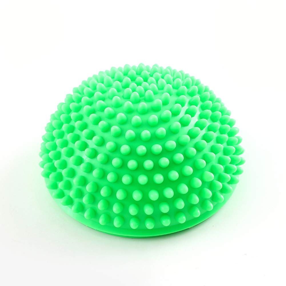 QXMY 16cm/6.5inch Anti-Slip Foot Massage Ball & Yoga Half Ball - Spiky Point Massage Mat for Balance Exercise, Fitness, Pilates - Gym Equipment for Adults & Kids - Green - Perfect for Home Workouts, Physical Therapy & Stress Relief