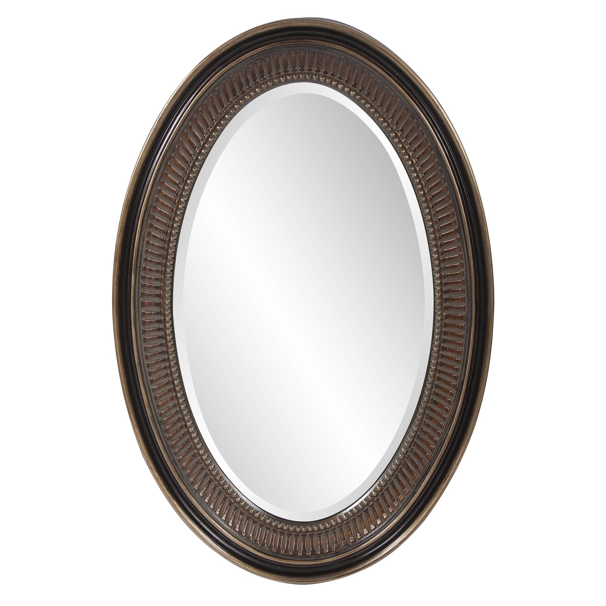 Howard Elliott Ethan Bronze Oval Decorative Wall Mirror - 21 x 31 Inch Resin Framed Vanity Mirror for Bathroom, Bedroom & Living Room - Elegant Home Decor Accent Piece