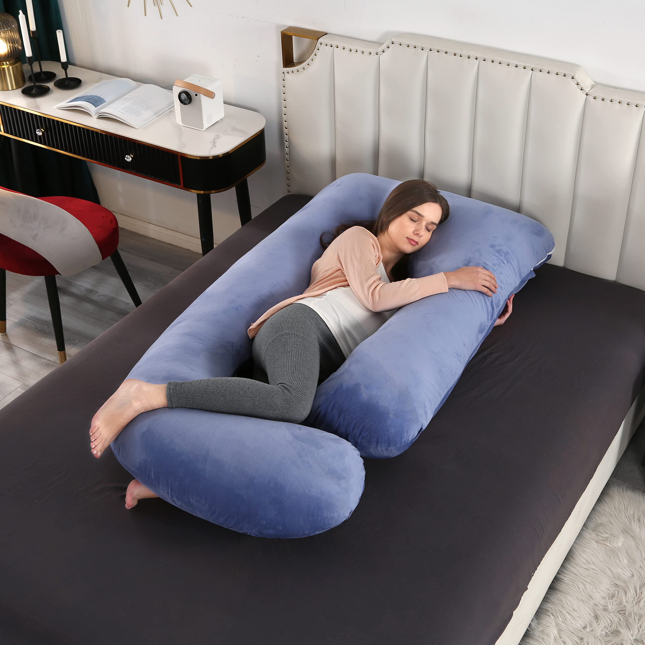 57-inch U-Shaped Pregnancy Pillow for Back, Hips & Belly Support - Full Body Maternity Pillow with Removable Cover - Perfect for Side Sleeping, Pregnancy Comfort & Postpartum Recovery