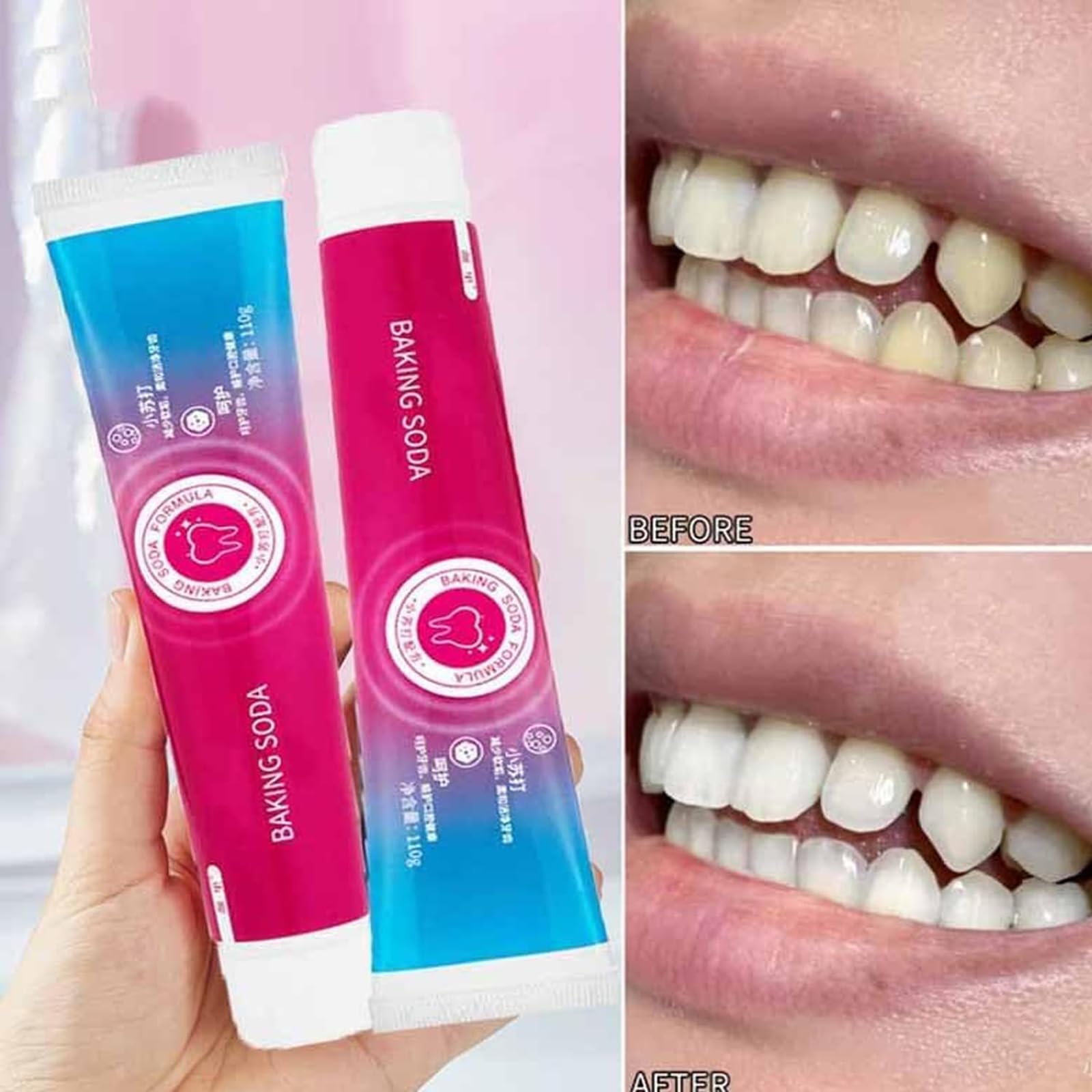 Peakru Baking Soda Toothpaste for Teeth Whitening & Fresh Breath - Natural Oral Care with Sodium Bicarbonate - Whitening Toothpaste for Daily Use at Home & Travel (1 Pack)