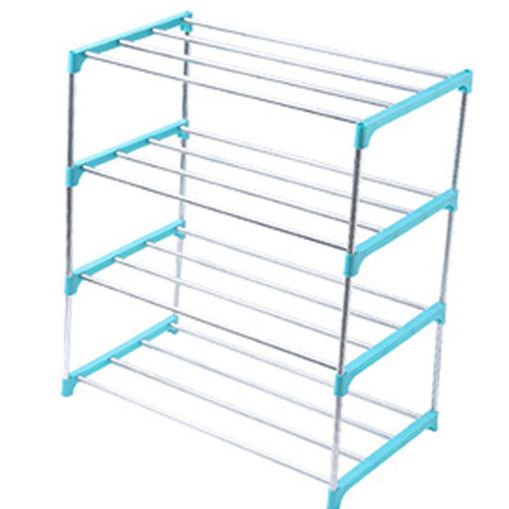 AUSUKY 4-Tier Metal Shoe Rack - Stackable Shoe Storage Organizer with Plastic Joints for Home, Closet & Entryway - Space Saving Shoe Shelf for Sneakers, Boots & Sandals