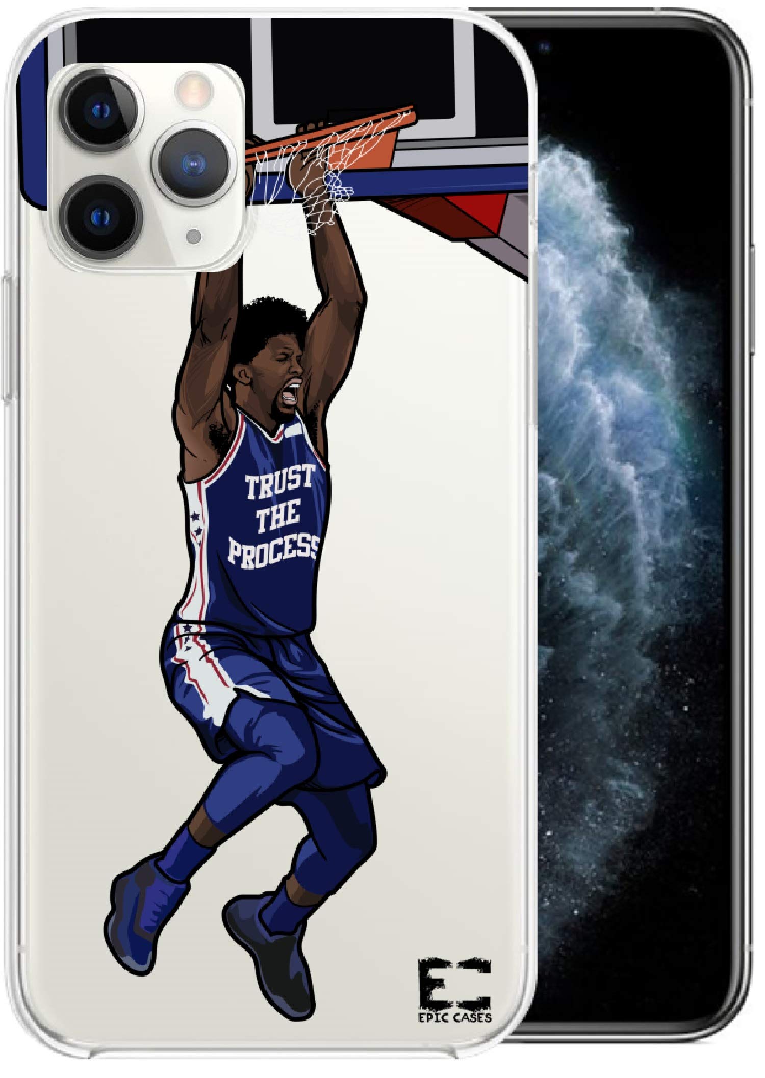 Premium Ultra Slim Crystal Clear TPU Case for iPhone 6 Plus/7/8 Plus - Basketball Series with Shock Absorption | Perfect for Sports, Gym & Daily Protection (Embiid Design)