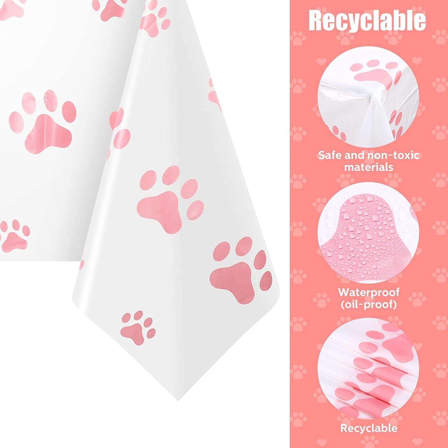 Dog Birthday Party Decorations Set - 20 Paper Plates, 20 Napkins & 1 Tablecloth - Pink Puppy Theme Supplies for Dog Lovers | Perfect for Puppy Themed Birthday Parties, Showers & Celebrations