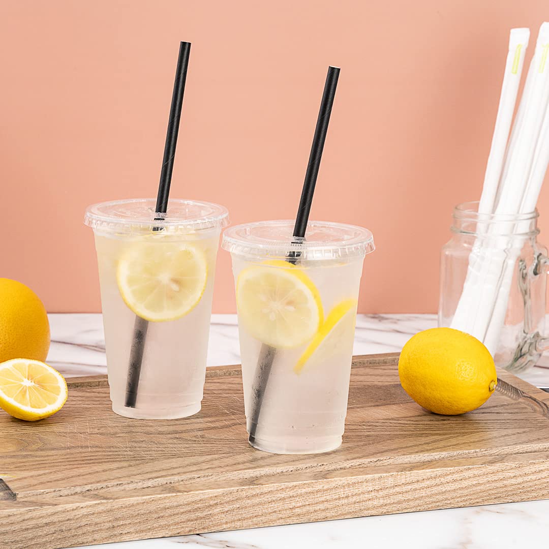 Restaurantware 10 Inch Black Paper Straws - 100 Count Eco-Friendly Drinking Straws for Cold Beverages | Premium Durable & Sturdy Wrapped Paper Straws for Restaurants, Parties, and Home Use
