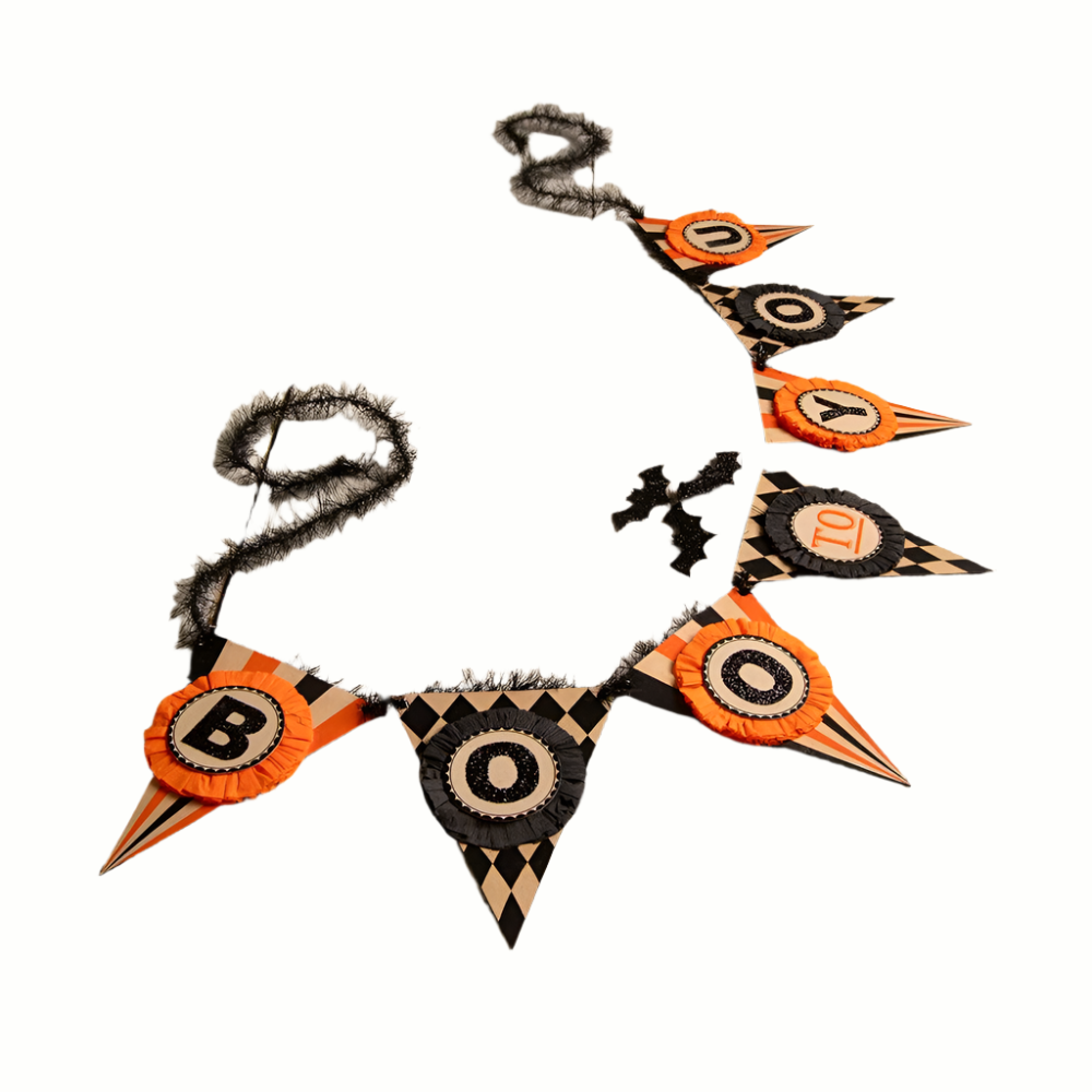 Boo To You Halloween Garland by Bethany Lowe Designs - Spooky Party Decor for Home, Porch & Halloween Celebrations