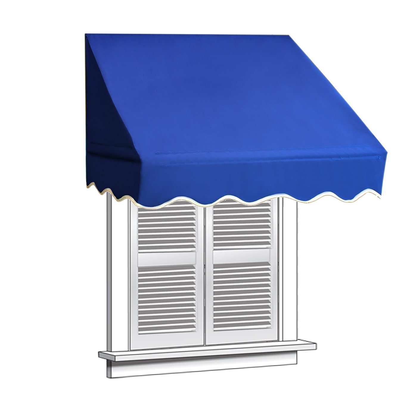 ALEKO 8x2 Feet Blue Window Awning Canopy - Waterproof Outdoor Door Cover for Patio, Porch & Storefront Protection from Sun & Rain