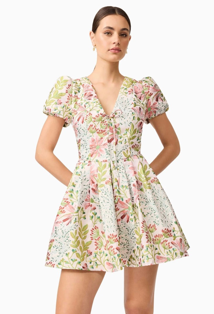 Floral Puff Sleeve Mini Dress for Women - Elegant Summer Party Cocktail Dress | Perfect for Weddings, Dates & Special Occasions