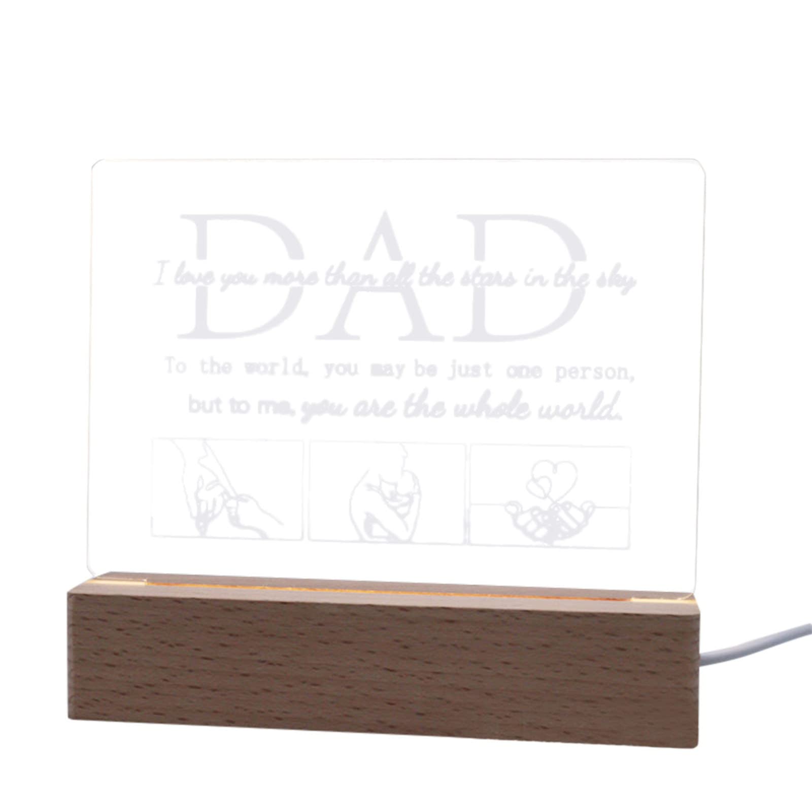 3D Creative Picture Frame LED Night Light - USB Plug-in Acrylic Table Lamp for Father's Day, Christmas Gift & Home Decor - Perfect for Bedroom, Nursery, Office Desk & Holiday Decorations