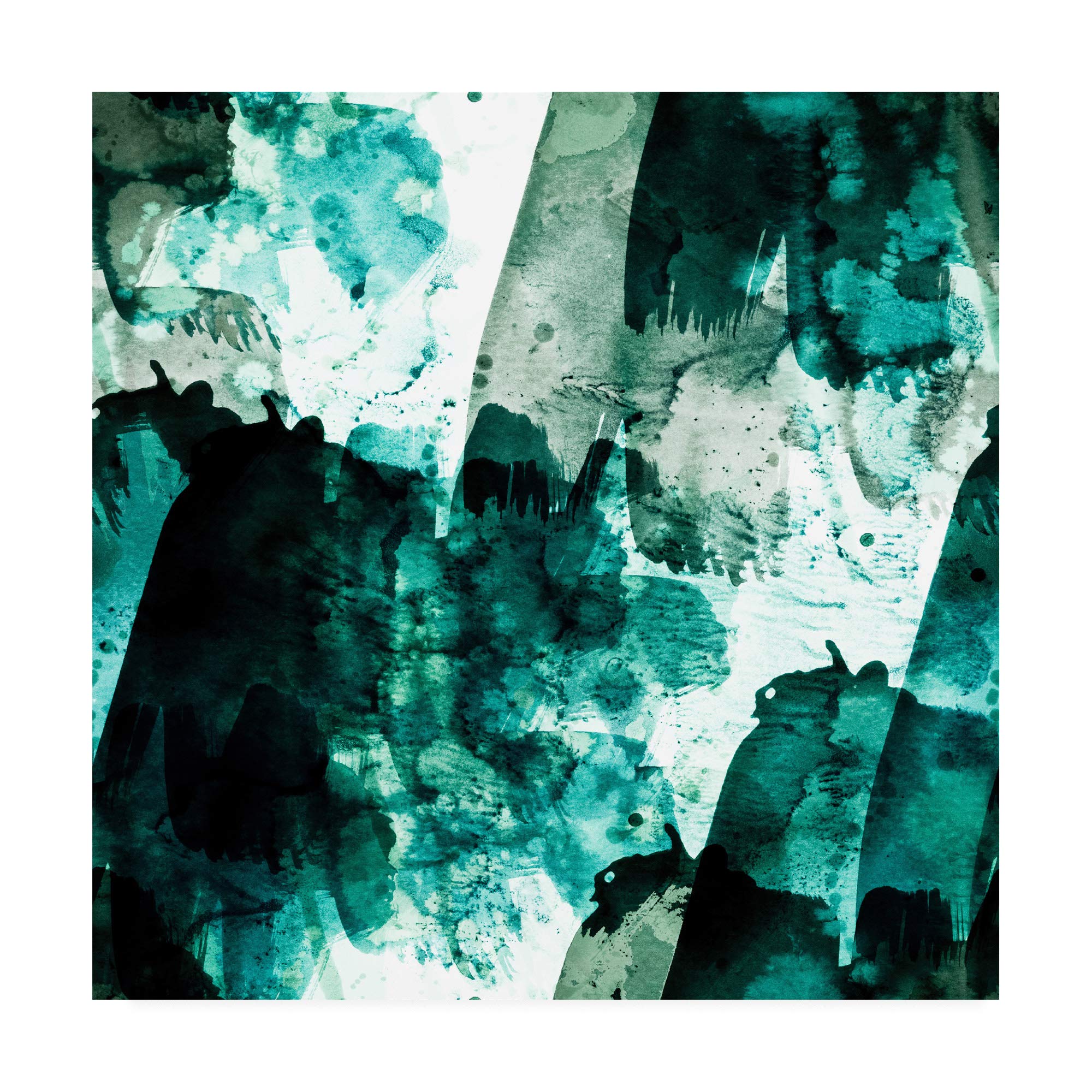 Trademark Fine Art 14x14 Inch Emerald & Moss Green Abstract Painting by Iris Lehnhard - Modern Wall Decor for Living Room, Bedroom & Office