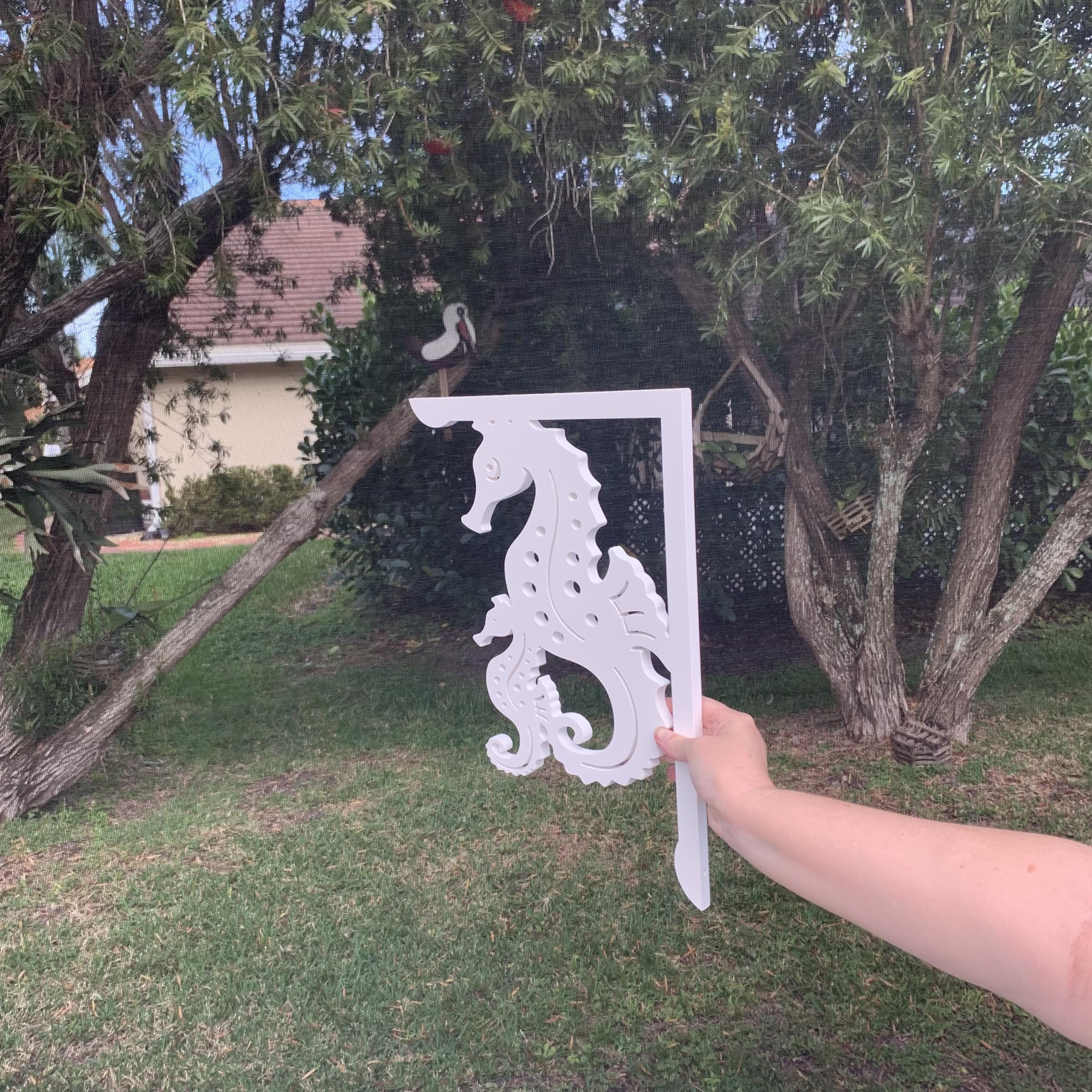Seahorse with Baby Mailbox Bracket - Durable 16x12 Inch Decorative Wall Hook for Nursery, Bedroom & Coastal Home Decor