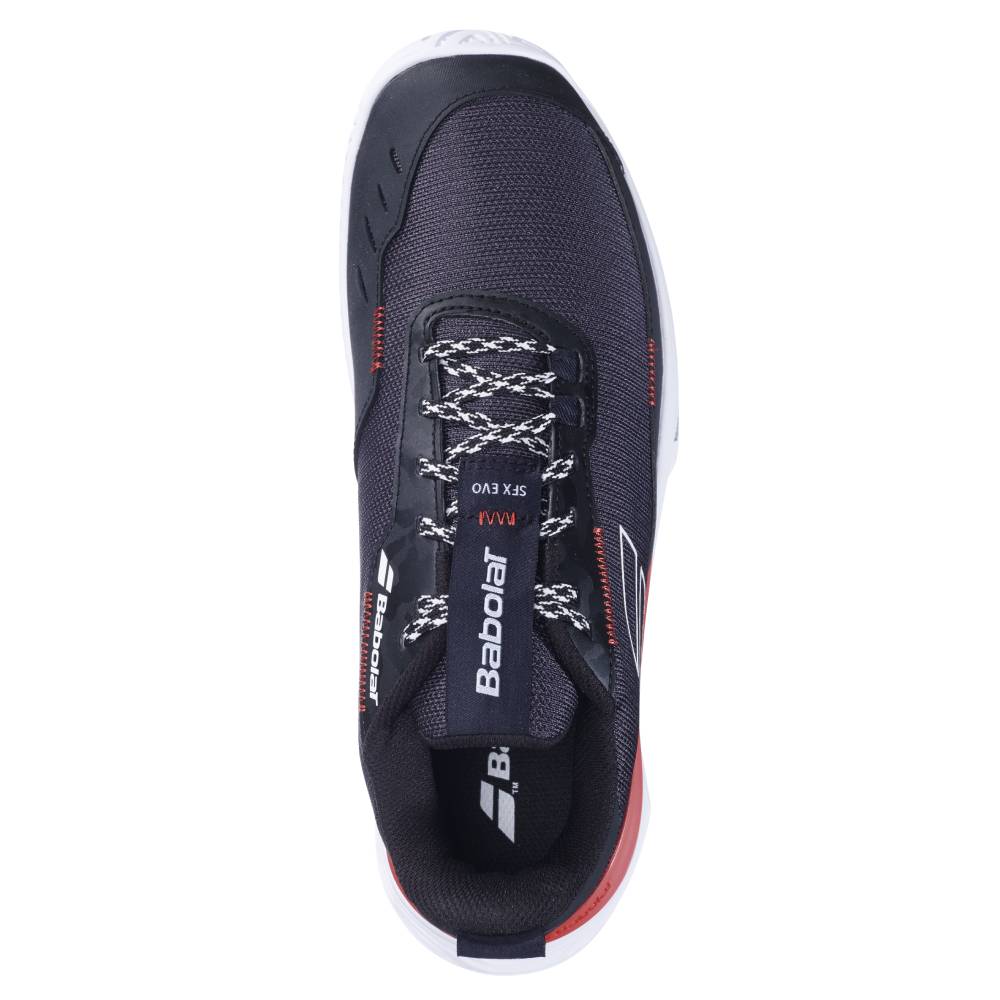 Babolat SFX EVO Men's Tennis Shoes - Lightweight Performance Court Shoes for Men with Cushioning & Stability (Black/Red) - Perfect for Competitive Matches & Training Sessions