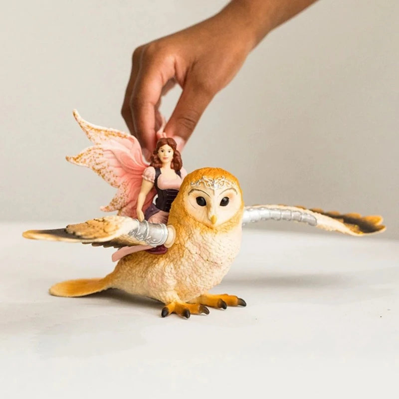 Fairy in Flight on Glam Owl - Whimsical Fairy Garden Decor for Outdoor & Indoor Use - Perfect for Fairy Gardens, Home Decor, and Gift Giving