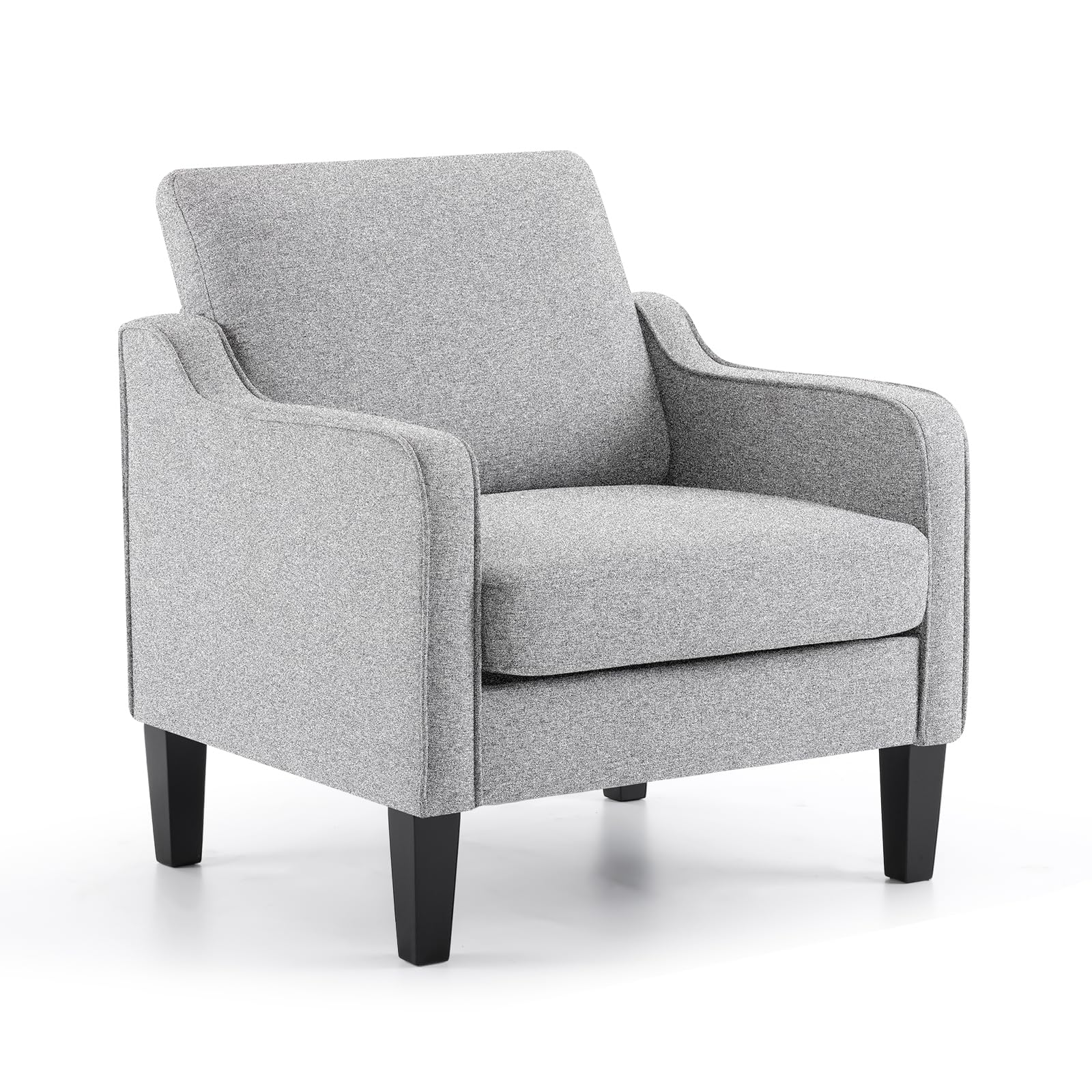 VINGLI Mid Century Modern Accent Chair - Upholstered Armchair with Scooped Arms for Living Room, Bedroom, Apartment, Office | Comfortable Lounge Chair for Reading, Relaxing & Waiting Areas