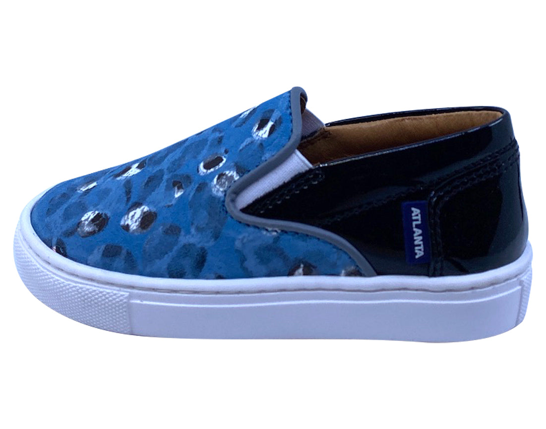 **Atlanta Moccasin Slip-On Sneakers for Girls & Boys – Blue Print Casual Shoes for School, Play & Everyday Comfort**