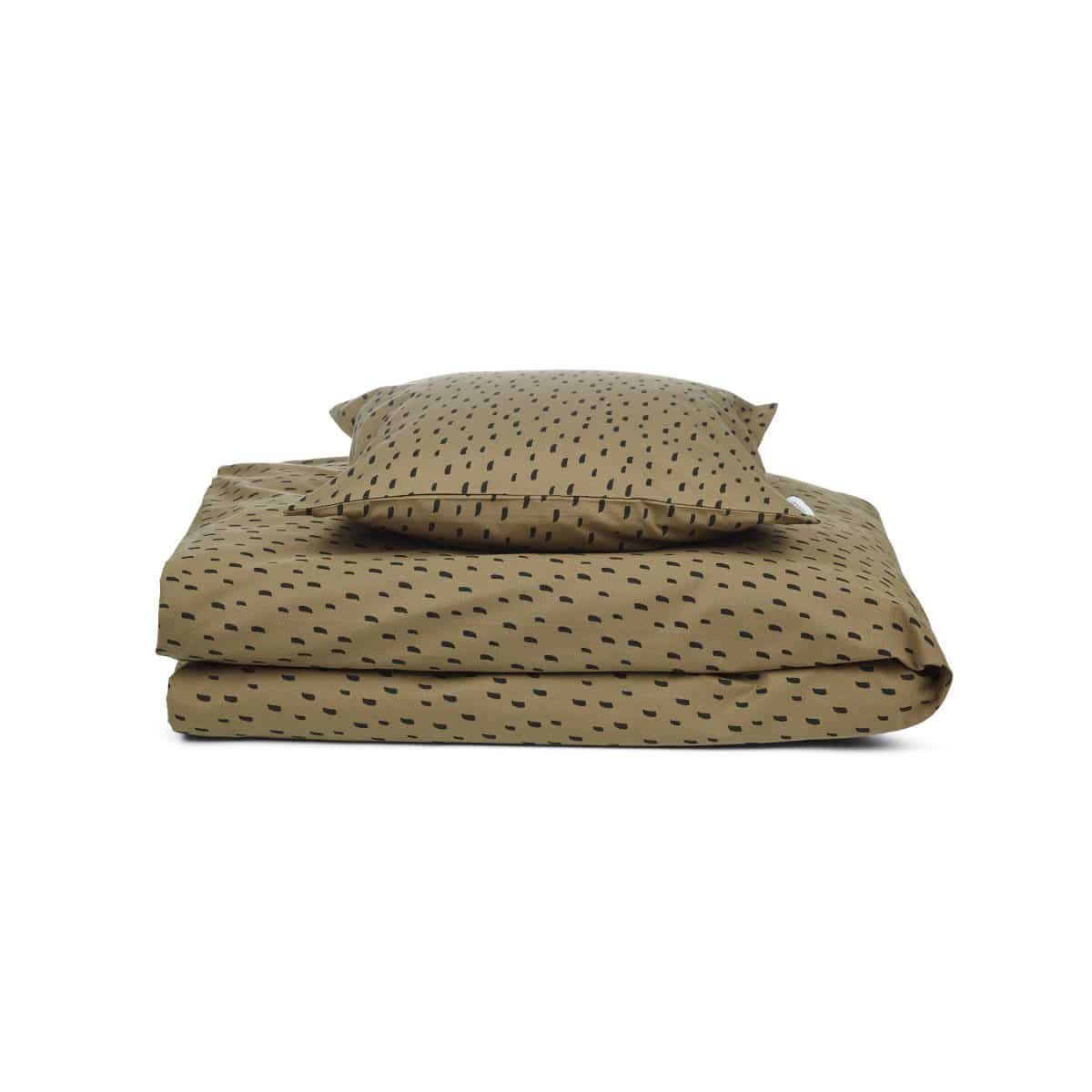 LIEWOOD Organic Cotton Bedding Set - Graphic Stroke/Khaki Print for Kids & Teens - Soft, Breathable & Hypoallergenic - Perfect for Nursery, Bedroom & Dorm Room Decor