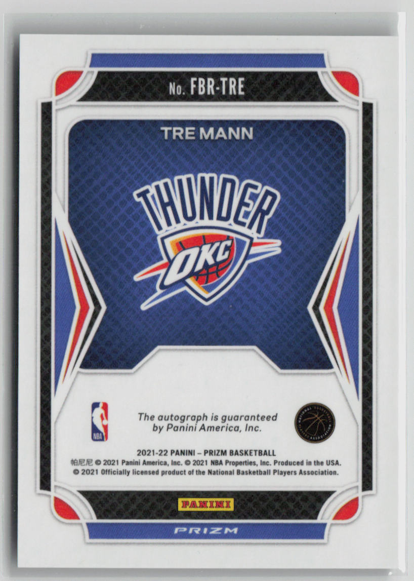 2021-22 Panini Prizm Fast Break Tre Mann Rookie Auto Card #FBR TRE - NBA Basketball Collectible for Fans & Investors, Perfect for Trading, Displaying, and Memorabilia Collections