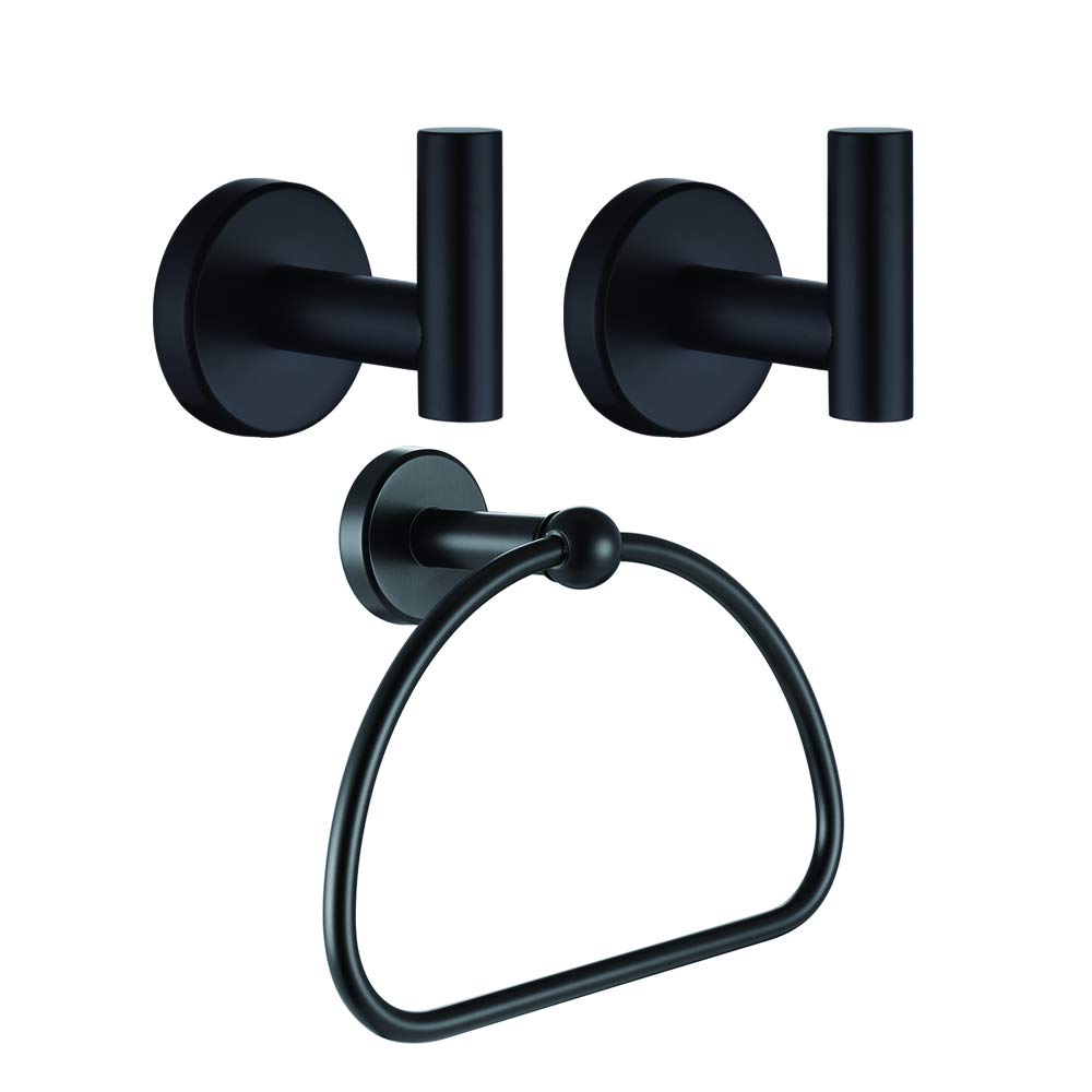 Matte Black Stainless Steel Towel Ring - 7 Inch Bathroom Holder for Showers & Vanities