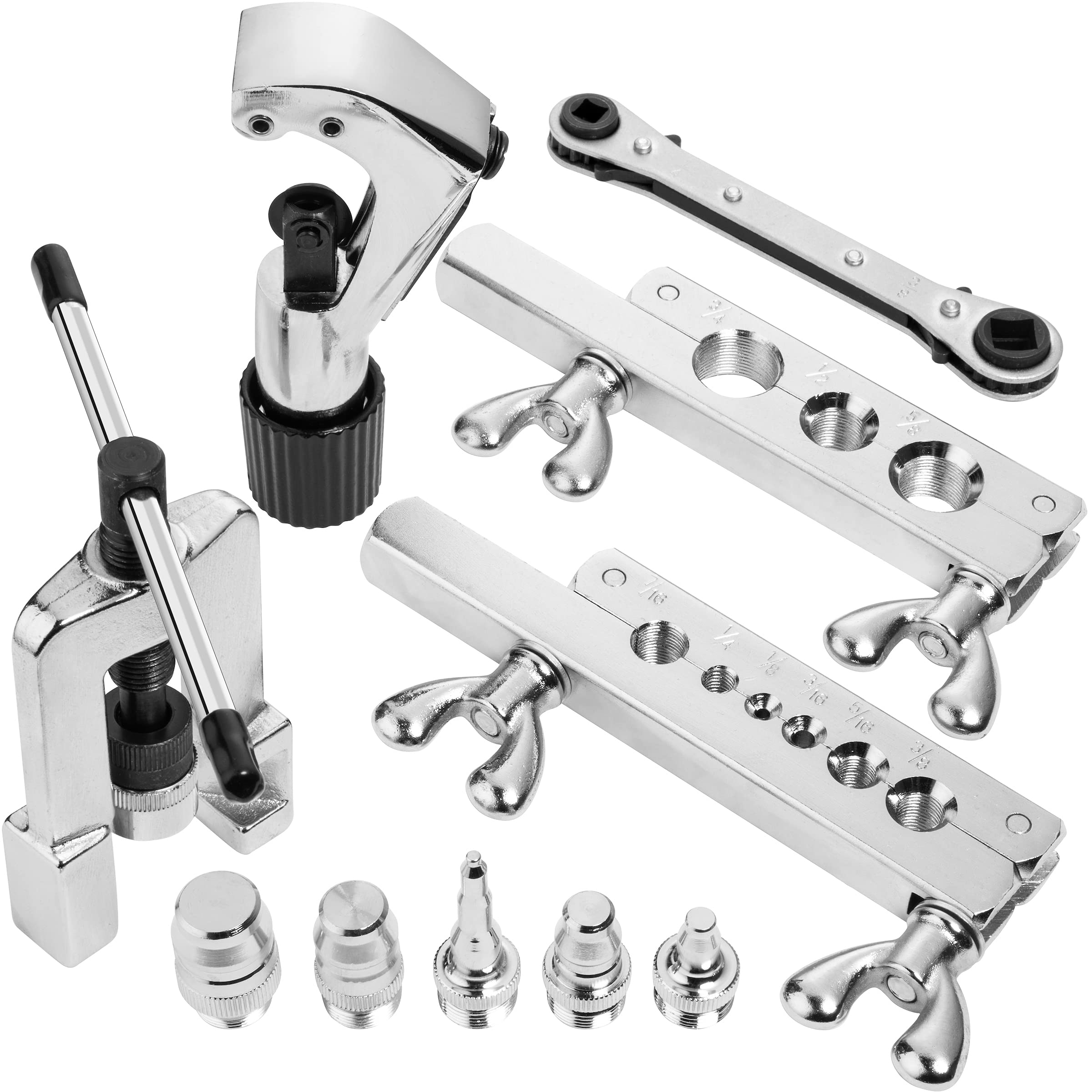 LORESO Flaring Tool Kit - Breakline & HVAC Swaging Tool Set for 45° Single Flares on Copper, Aluminum, Brass & Soft Steel Lines with Tube Cutter | Perfect for Refrigerator Repair, Auto AC Maintenance & Plumbing Projects