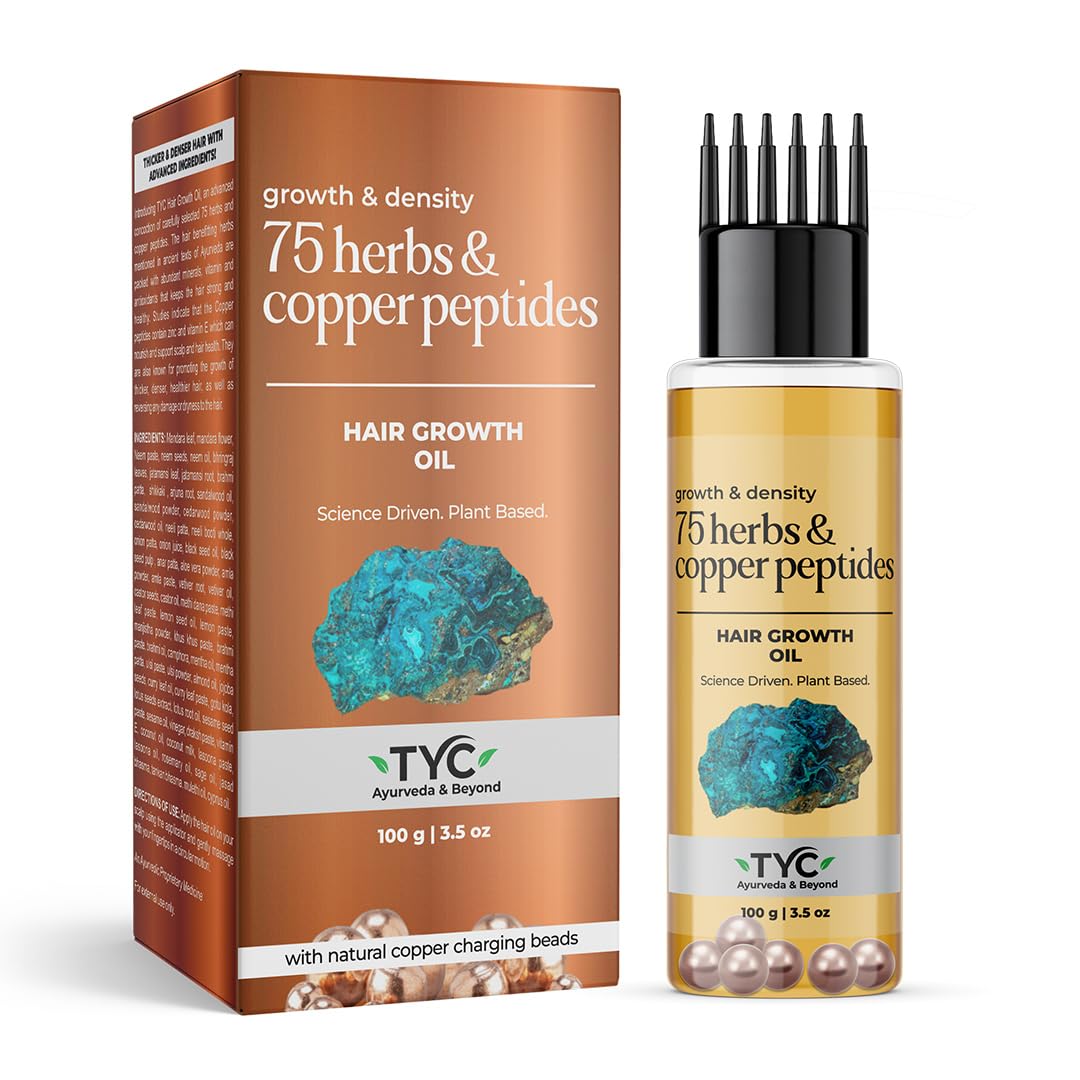 TYC - TRUST YOUR CHOICE Herbal Hair Growth Oil with 75 Natural Herbs | Stops Hair Fall, Thinning & Balding | Promotes Fast Hair Regrowth | Strengthens & Nourishes Hair | 150ml | Perfect for Daily Scalp Massage & Damaged Hair Repair
