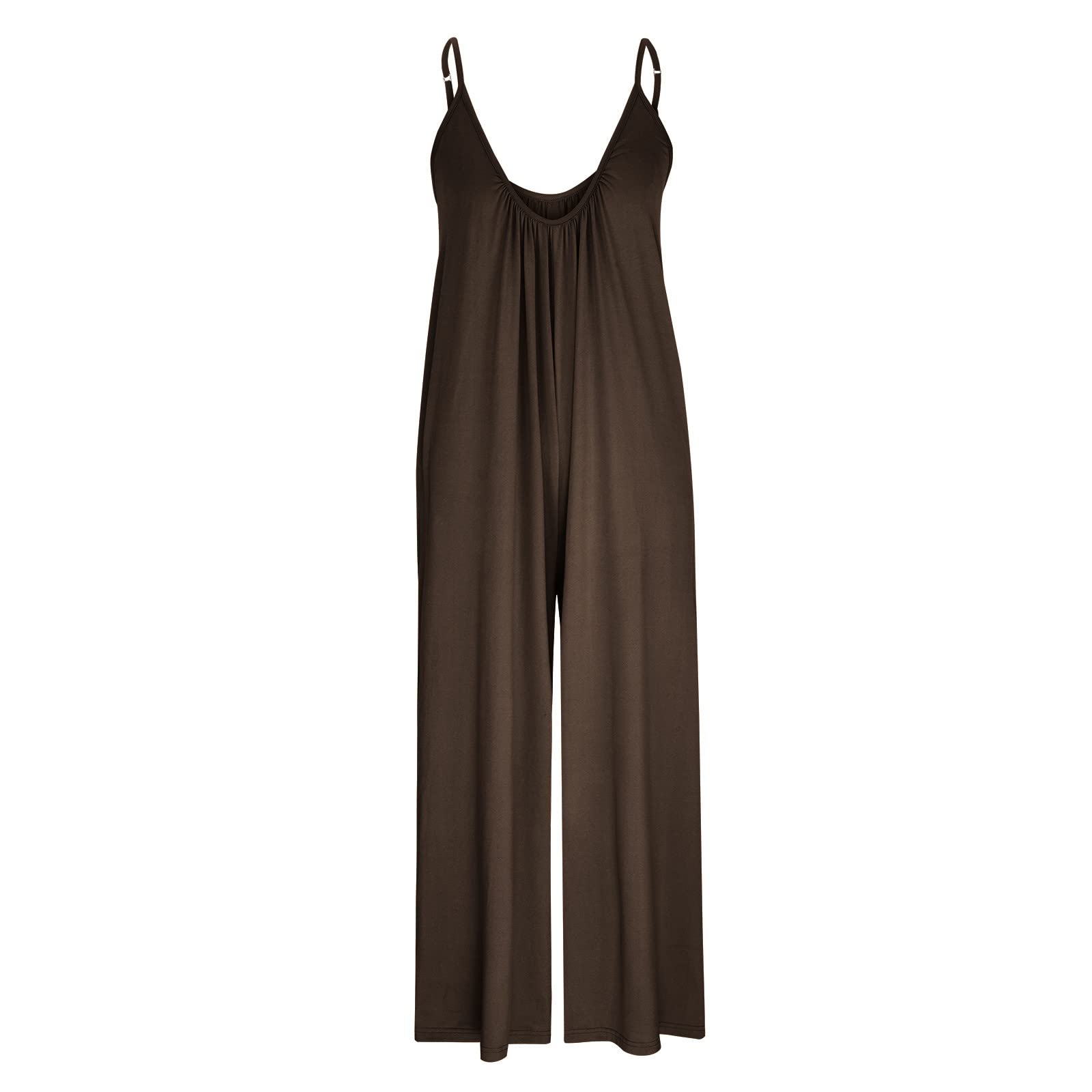 Women's Plus Size Summer Jumpsuit - Wide Leg Romper with Pockets for Casual Outings