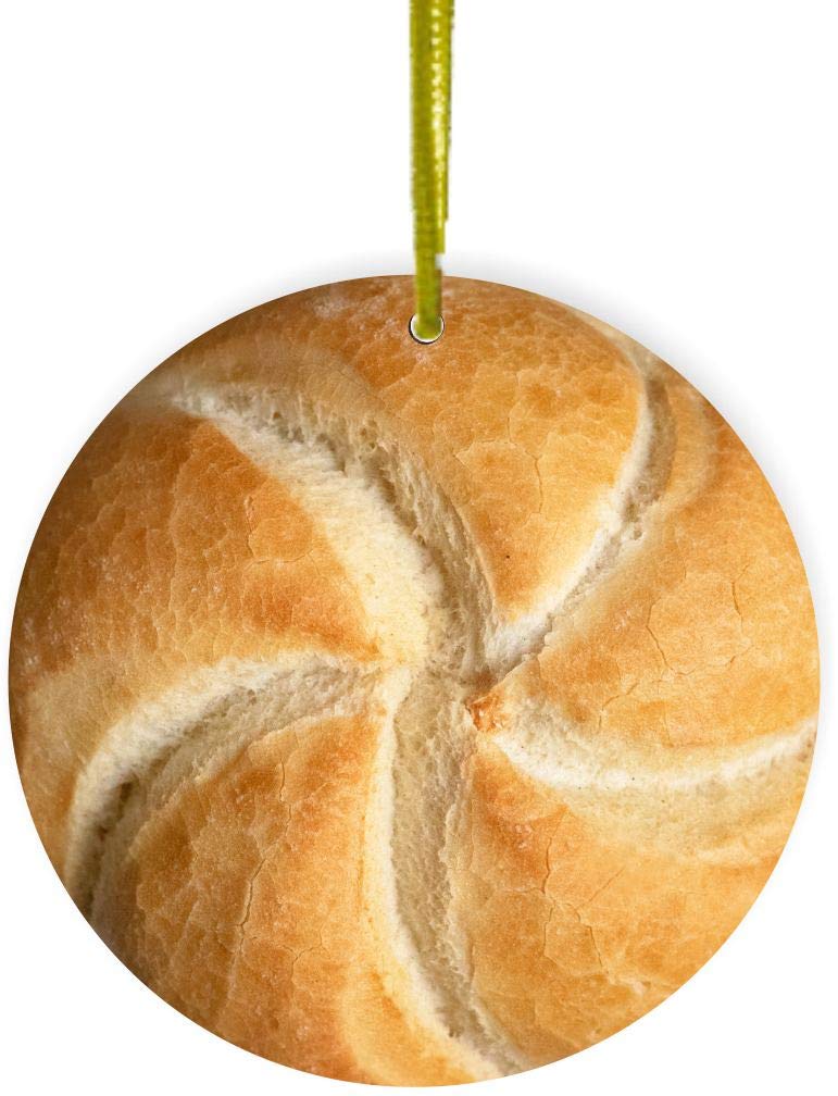 Handmade Sourdough Bread Shaped Ceramic Christmas Ornament with Hanging String - Perfect for Holiday Tree Decor, Kitchen Themed Gifts & Bread Lover Presents