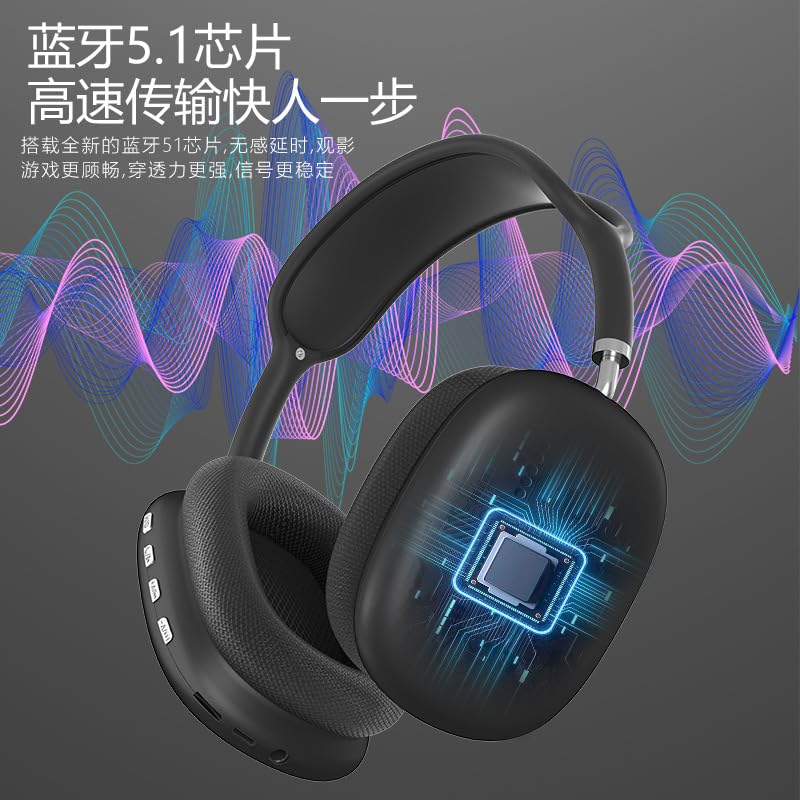 Wireless Bluetooth Headset with Retractable Metal Arm - Noise Isolating Breathable Earmuffs for iPhone & Android (White) - Perfect for Office, Travel & Outdoor Activities