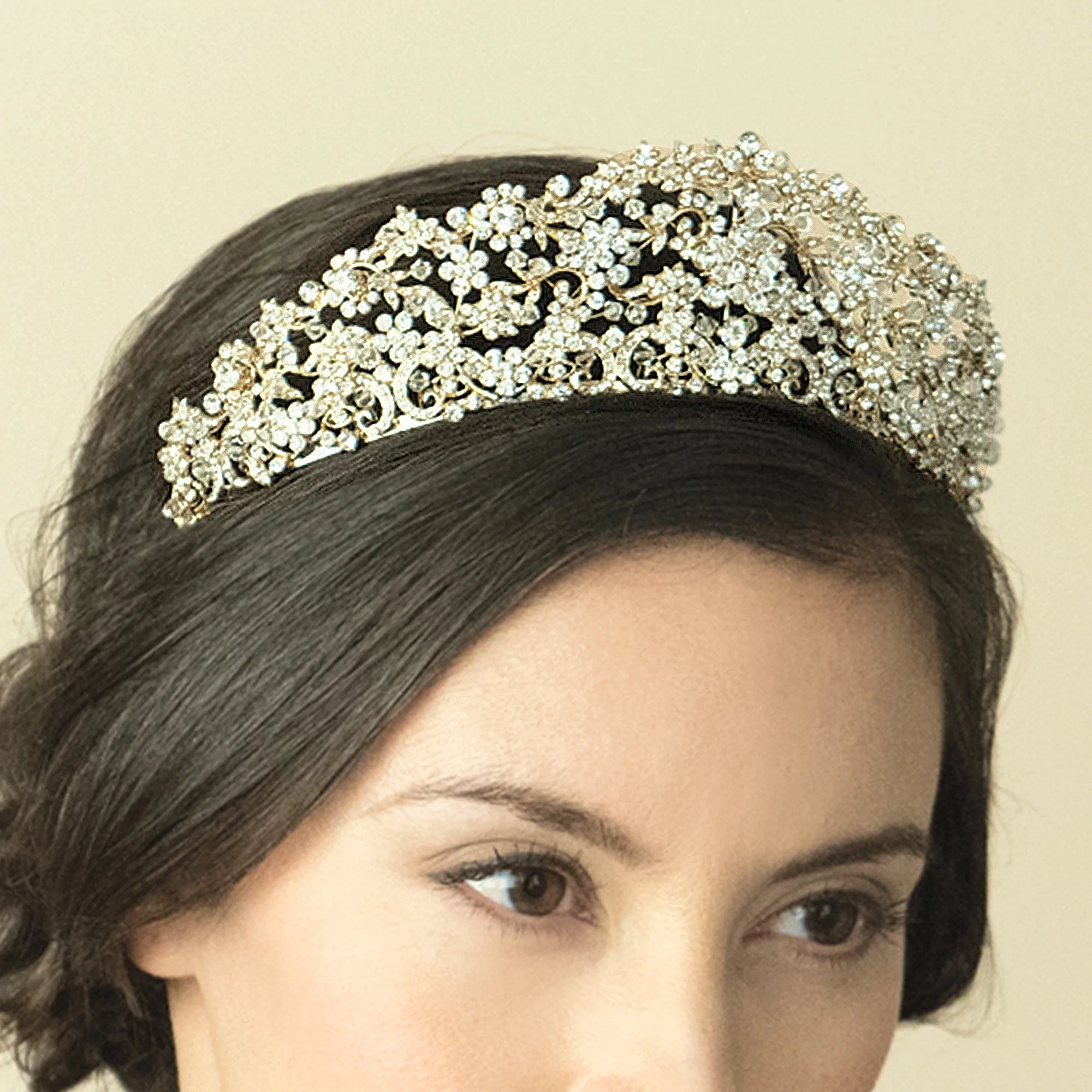 Elegant Gold Wedding Tiara with Sparkling Crystals - Phoenix Design Bridal Crown for Bride, Prom, Pageant & Special Occasions