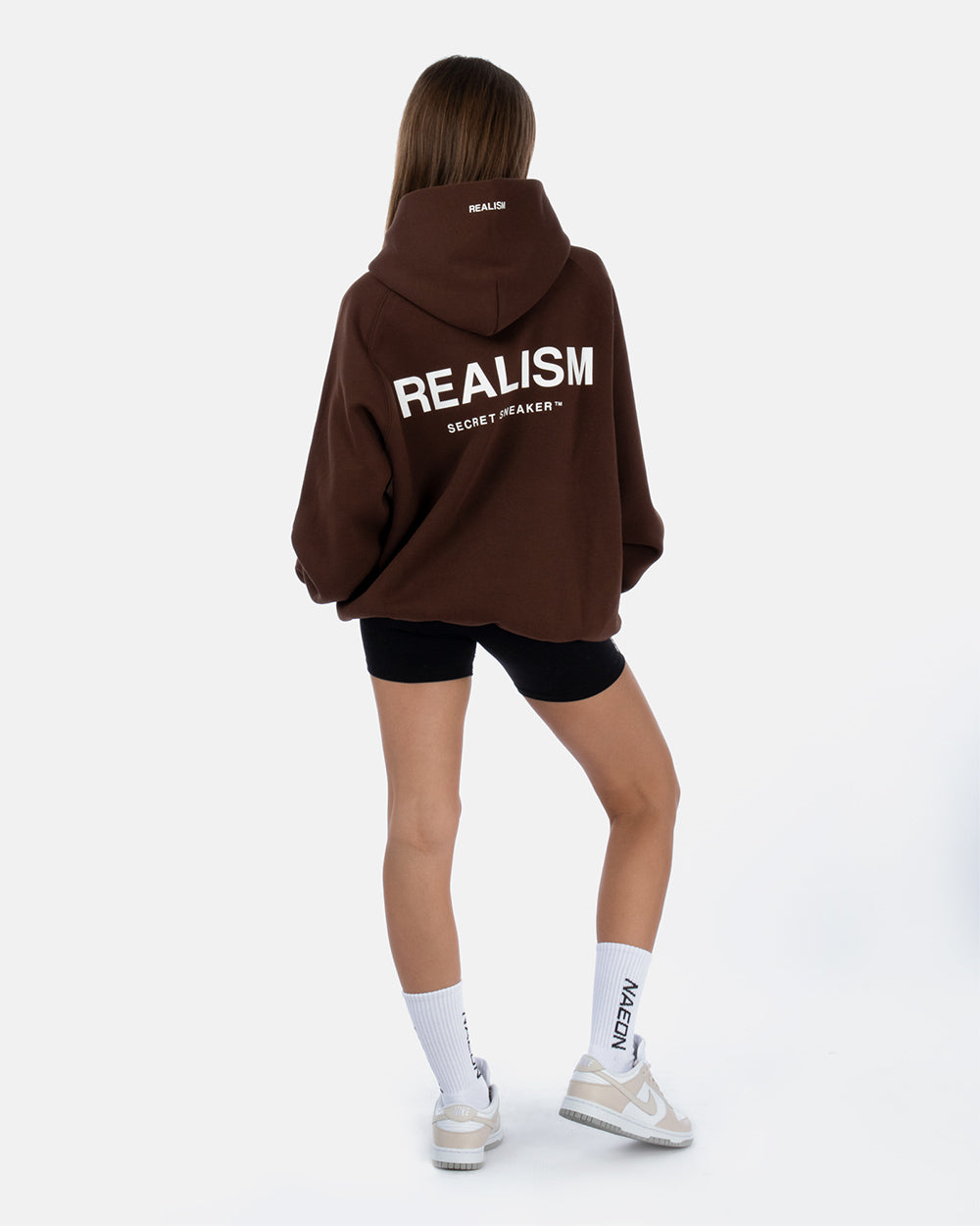 SSS Realism Back Logo Hoodie - Mocha Brown Pullover for Men & Women | Casual Streetwear, Loungewear & Winter Fashion