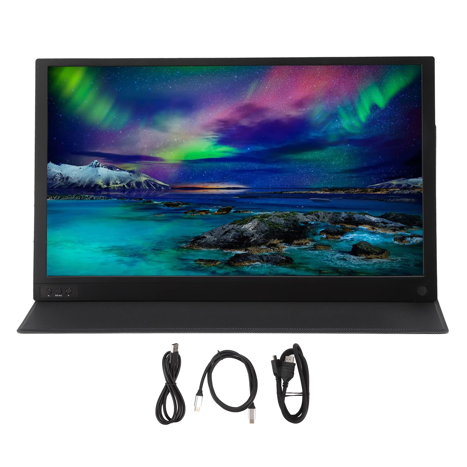 Denash 15.6 Inch HD IPS Gaming Monitor - Portable External Screen for Laptop, PC & Smartphone - Black | Perfect for Work, Travel & Multi-Tasking