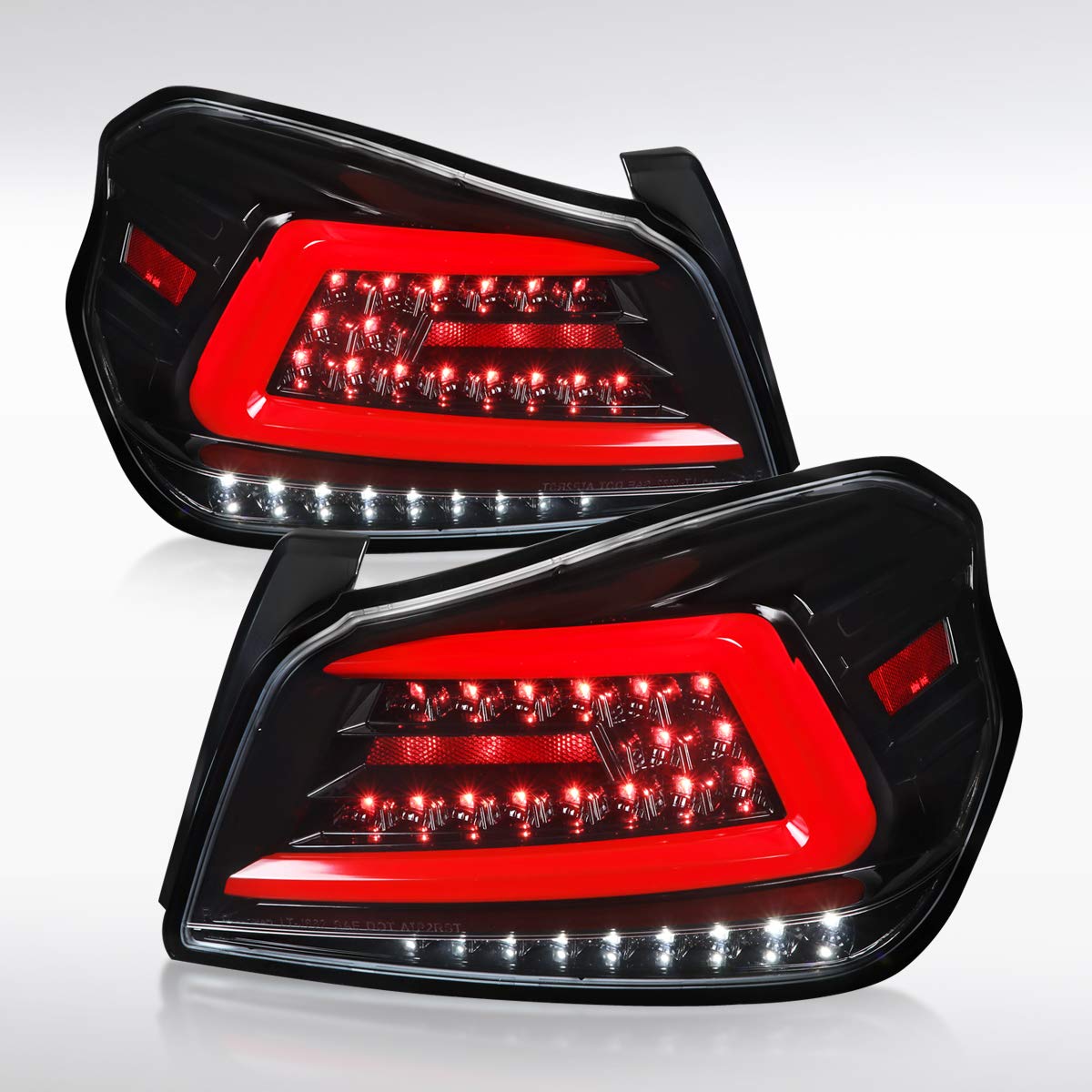 AUTOZENSATION LED Tail Lights Compatible with 2015-2021 Subaru WRX - Left & Right Pair Assembly, Jet Black with Red Sequential Turn Signal - Perfect for Night Driving & Car Customization