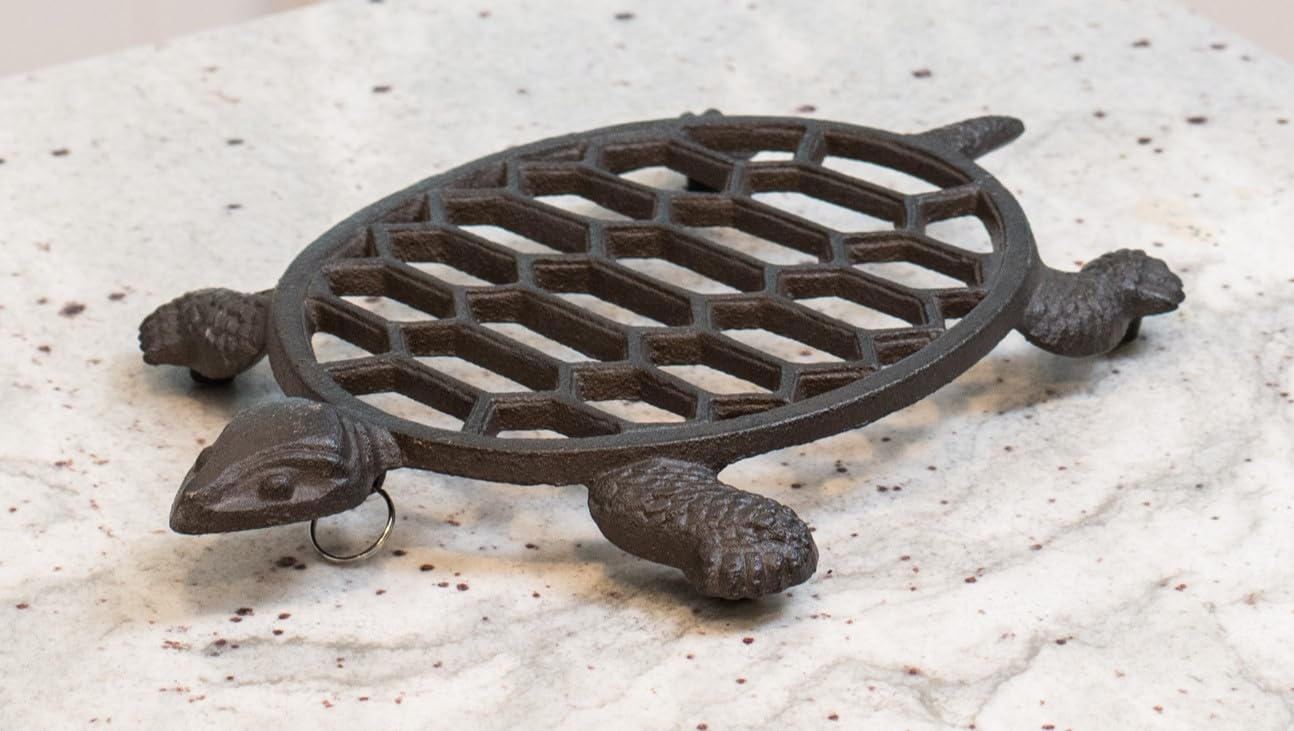 Cast Iron Trivet for Hot Pots & Pans - Sea Turtle Design for Kitchen & Dining