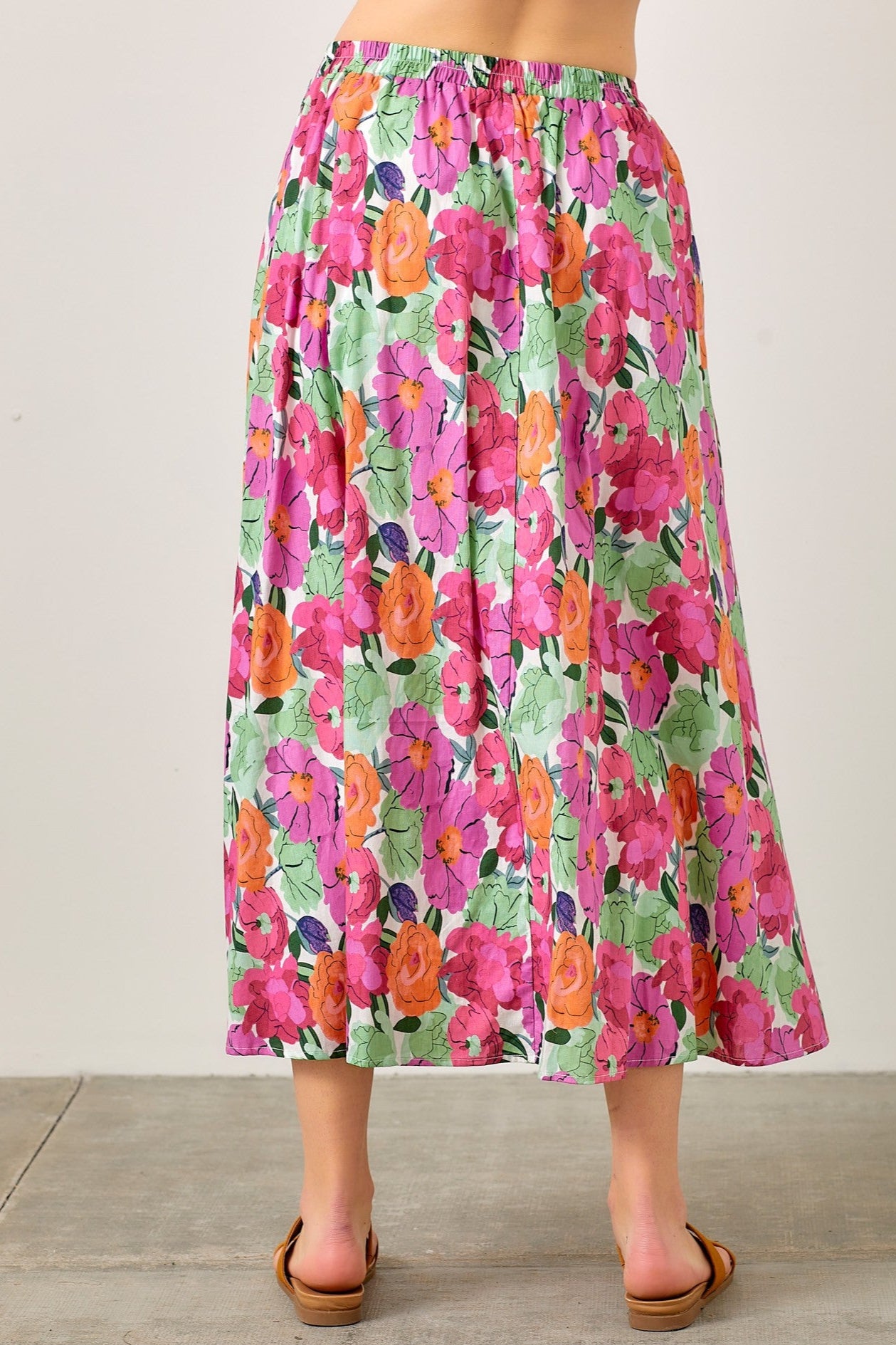 Stylish In Full Swing Midi Skirt for Women - Flowy A-Line Skirt with Elastic Waist | Perfect for Casual Outings, Office Wear & Summer Dresses