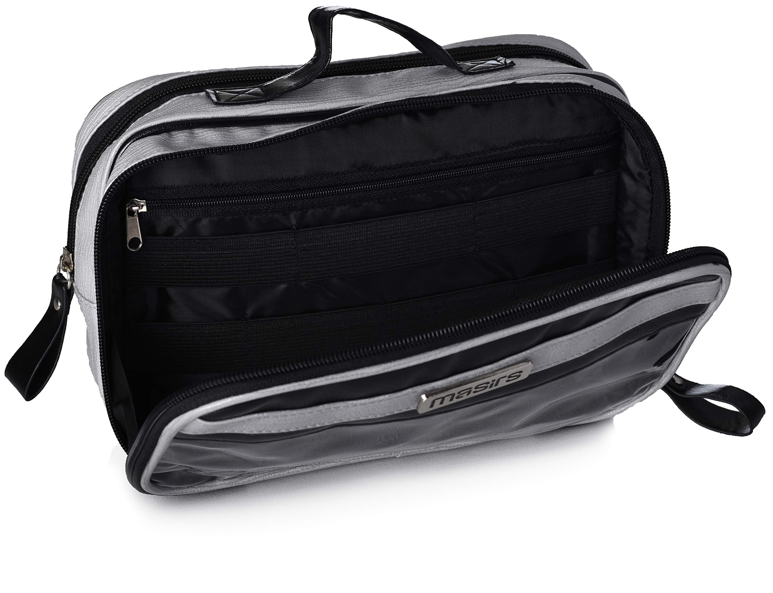 Masirs Cosmetic Toiletry Travel Bag with Zippered Pockets - Hanging Shower Caddy Organizer with Mesh Pockets & Toothbrush Holder - Perfect for Travel, Camping, Gym & Bathroom Storage