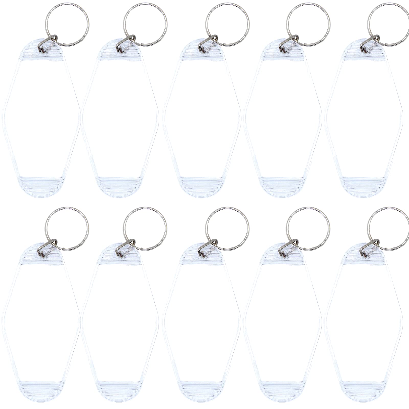 10pcs Bulk Blank Hotel Keychains - Vintage Motel Keychain Tags for DIY HTV Vinyl Printing (Clear) - Perfect for Custom Keychains, Gift Tags & Event Favors