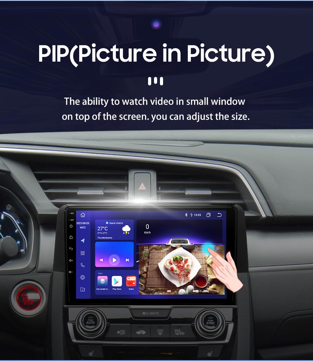 2016-2021 Honda Civic Car Stereo - 8-Core Android 12 Navigation System with QLED Touchscreen, Apple CarPlay, Android Auto, WiFi, 4GB RAM + 32GB ROM | Weather Widget, RDS, DSP, SWC | Perfect for Daily Commuting & Road Trips