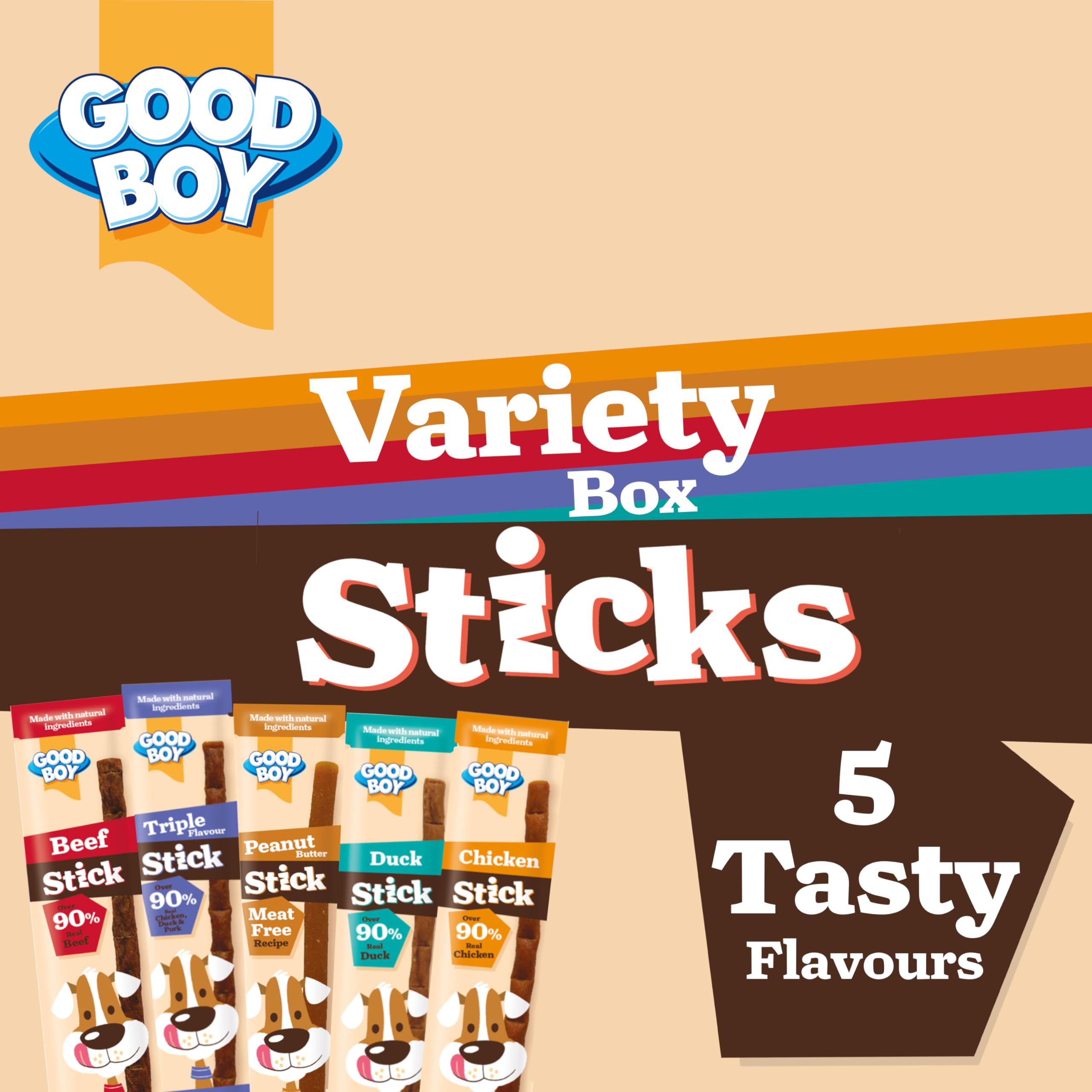 Good Boy Meaty Sticks Variety Pack - Natural Dog Treats for Training, Rewards & Chewing - Bulk Box of 20 x 15g - Perfect for Puppies & Adult Dogs at Home or Outdoor Adventures