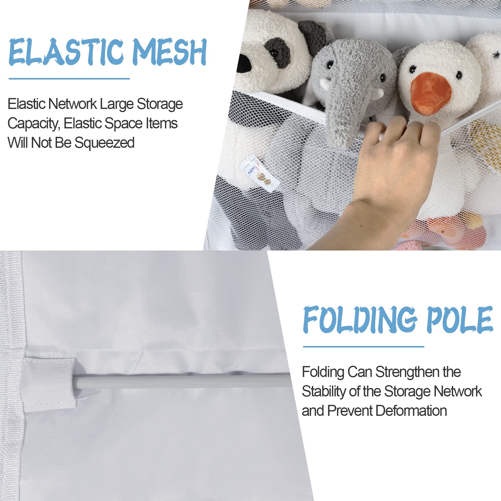 Over The Door Stuffed Animal Storage Organizer - Large White Hanging Toy Organizer for Kids' Room, Nursery, and Playroom Organization