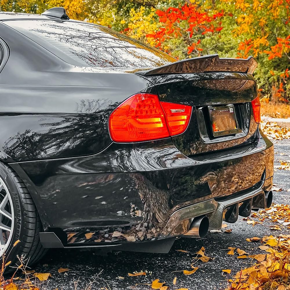 Carbon Fiber Rear Diffuser for BMW 3 Series E90 325i 335i M Sport (2005-2012) - Lower Bumper Lip Spoiler Body Kit - Enhances Aerodynamics & Sporty Look - Perfect for Car Enthusiasts & Performance Upgrades