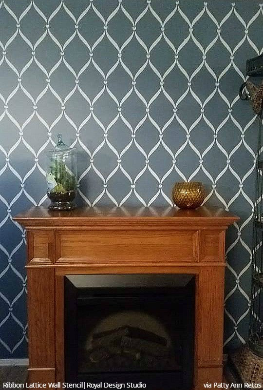 Ribbon Lattice Wall Stencil - Reusable DIY Painting Template for Home Decor, Crafts & Furniture - Perfect for Bedroom, Nursery, Living Room Accent Walls