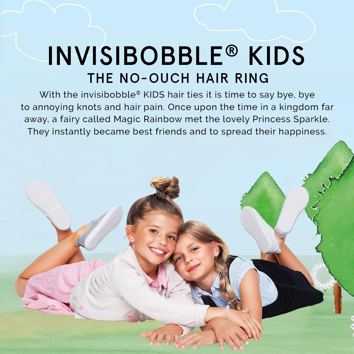 Invisibobble Kids Magic Rainbow Spiral Hair Ties - No Ouch Hair Rings for Girls & Boys (3 Pack, Colorful) - Perfect for School, Sports & Playtime