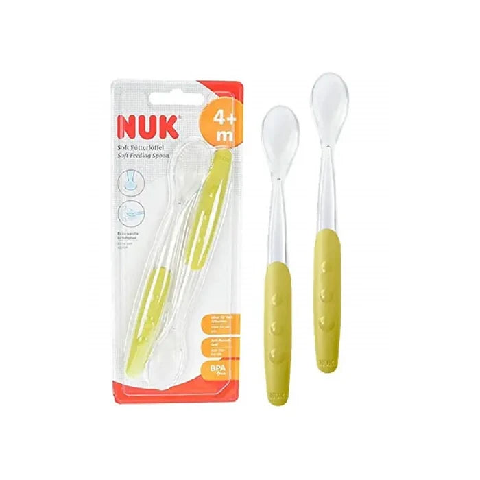 NUK Easy Learning Soft Feeding Spoon for Babies 4 Months+, 2-Pack - Gentle & Safe First Feeding Utensil for Infant Weaning & Solid Food Introduction