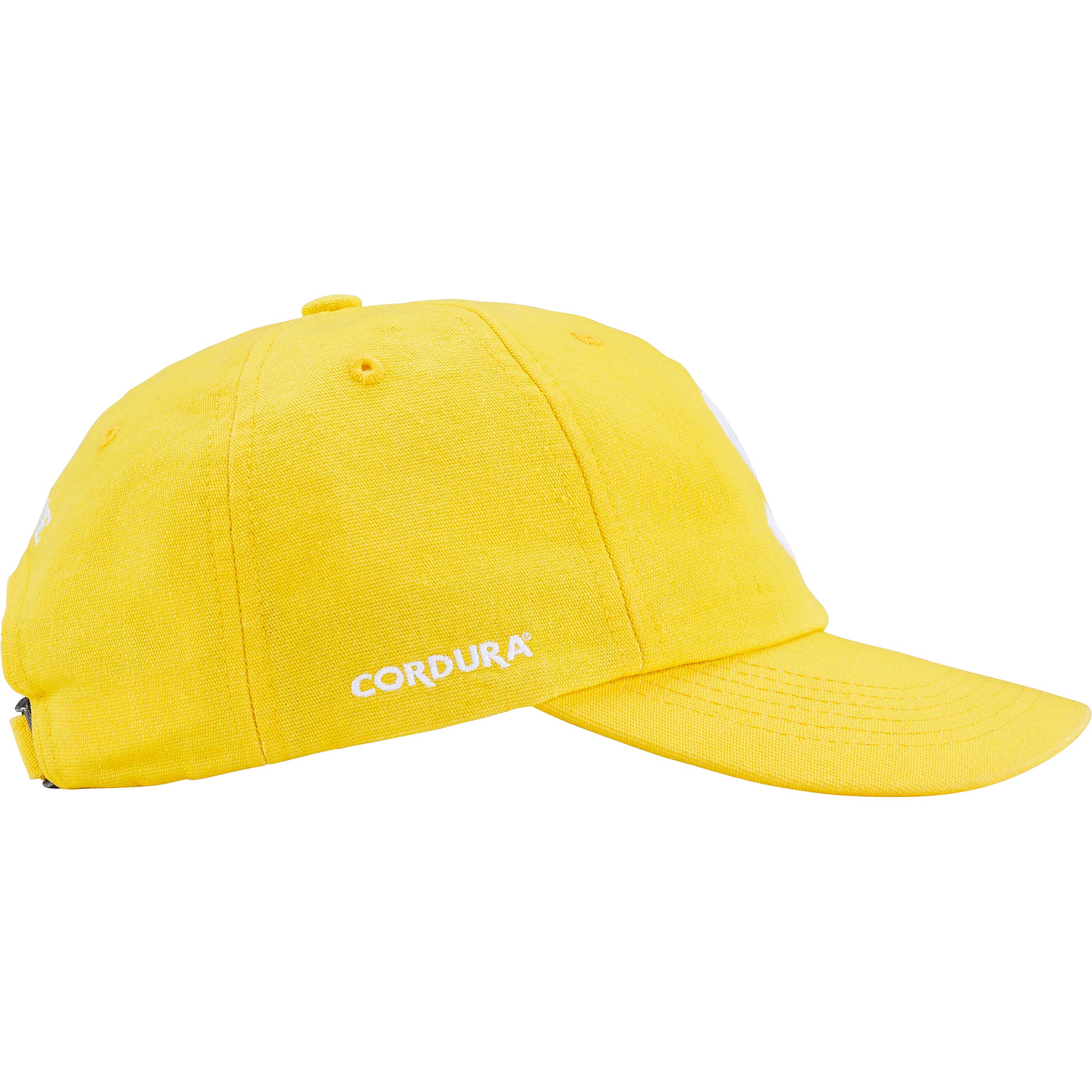 Supreme Cordura® Denim S Logo 6-Panel Cap - Yellow Baseball Hat for Men & Women | Streetwear Fashion, Urban Style, Casual Wear