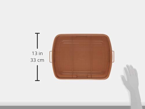 Gotham Steel XXL Air Fryer Basket Set for Convection Ovens - 2-Piece Nonstick Copper Crisper Trays (16.5” x 12.5”) - Perfect for Baking, Roasting & Crispy Foods - Dishwasher Safe - Ideal for Family Dinners & Healthy Meal Prep