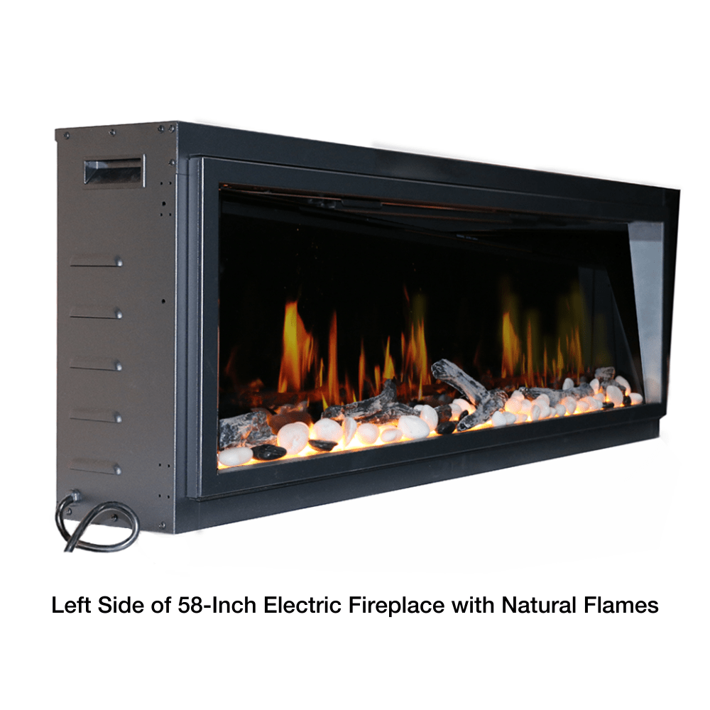 Litedeer Homes Latitude II Built-in Smart Electric Fireplace with 3-Inch Trim - Realistic LED Flame Technology for Living Room, Bedroom & Office - Energy Efficient & Remote Control Heating Solution