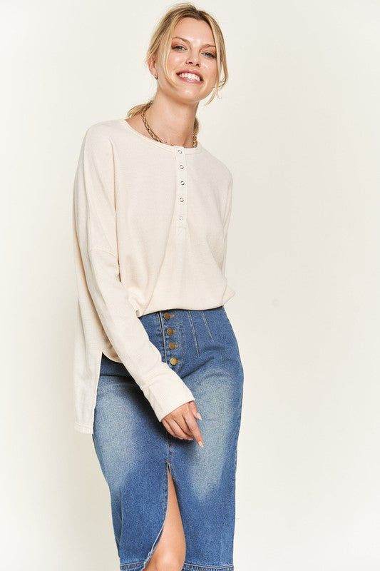Stylish Button Down Side Slit Pullover Knit Top for Women | Casual & Office Wear | Perfect for Layering & Everyday Outfits