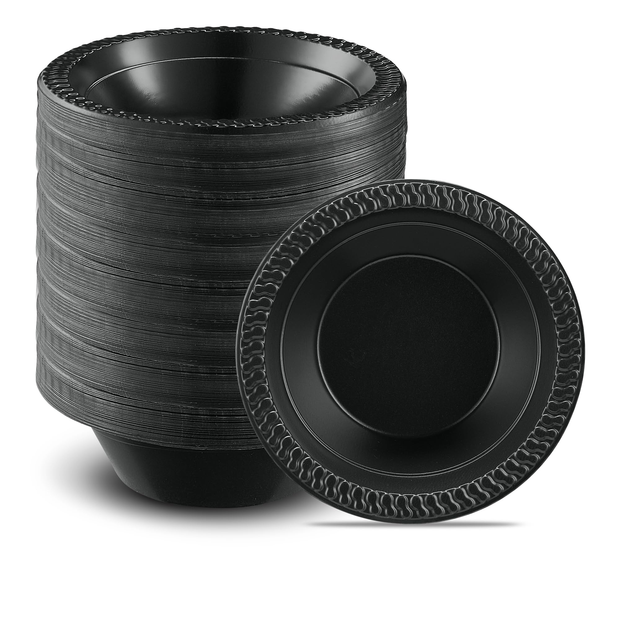 PLASTICPRO 800 Pack 12 oz Black Plastic Bowls - Lightweight Disposable Soup & Salad Bowls for Parties, Weddings, Catering, Picnics, and Outdoor Events