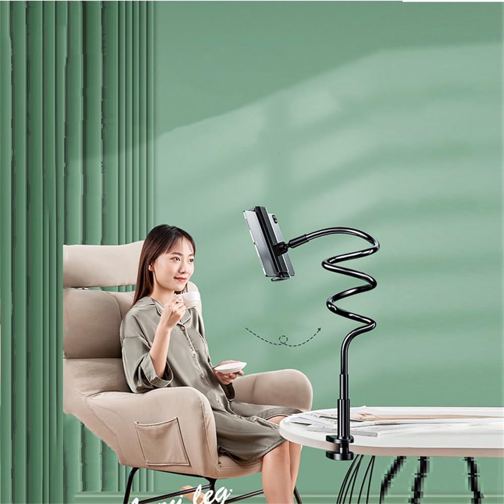360° Rotatable Adjustable Tablet Stand Holder for Bed - Flexible Gooseneck Mount Compatible with iPad Pro/Air/Mini, Samsung Galaxy Tab, Nintendo Switch & Kindle (4.7
