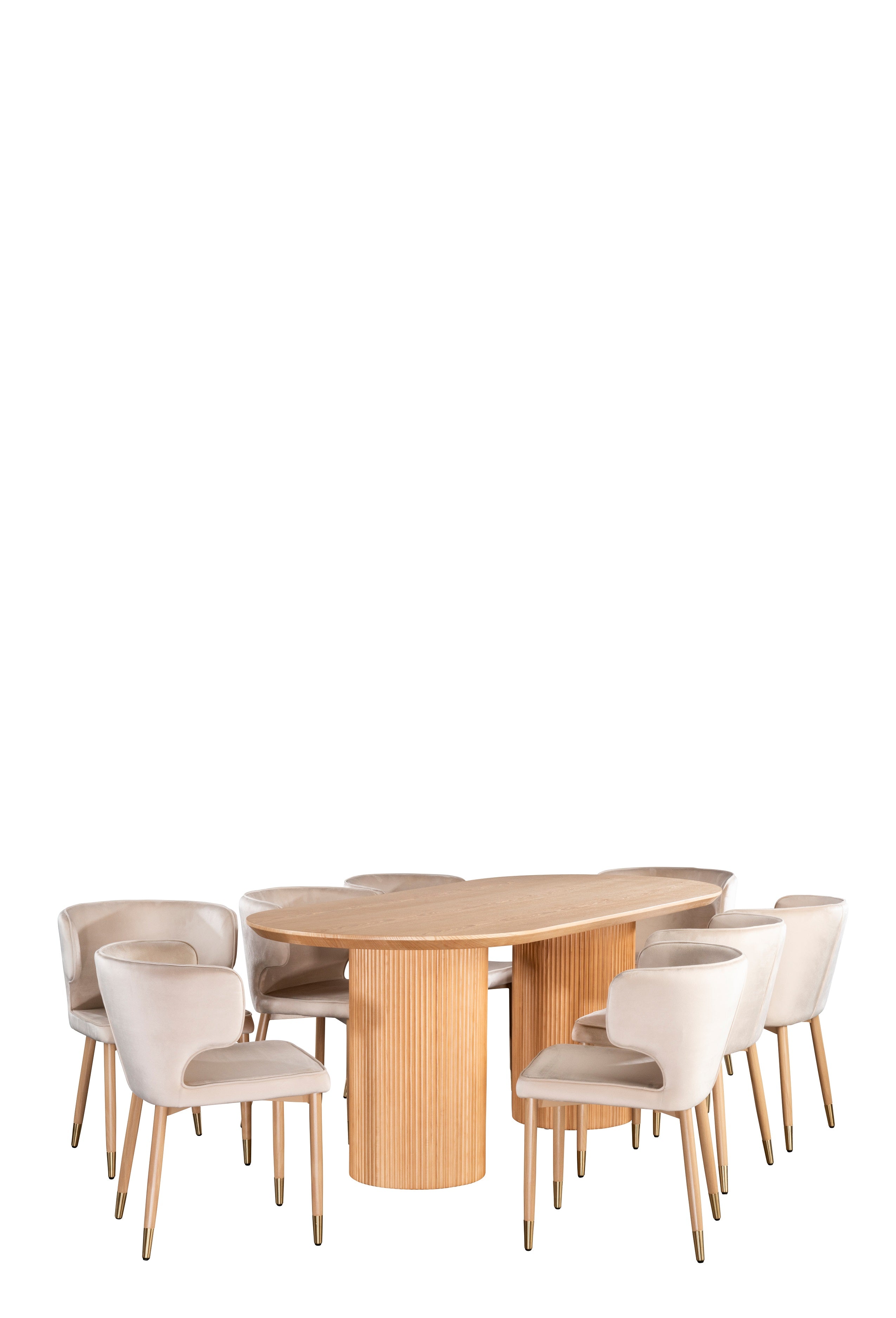 Balmain Fluted Oval Dining Table - Modern Luxury Dining Room Furniture for Home & Restaurant Use