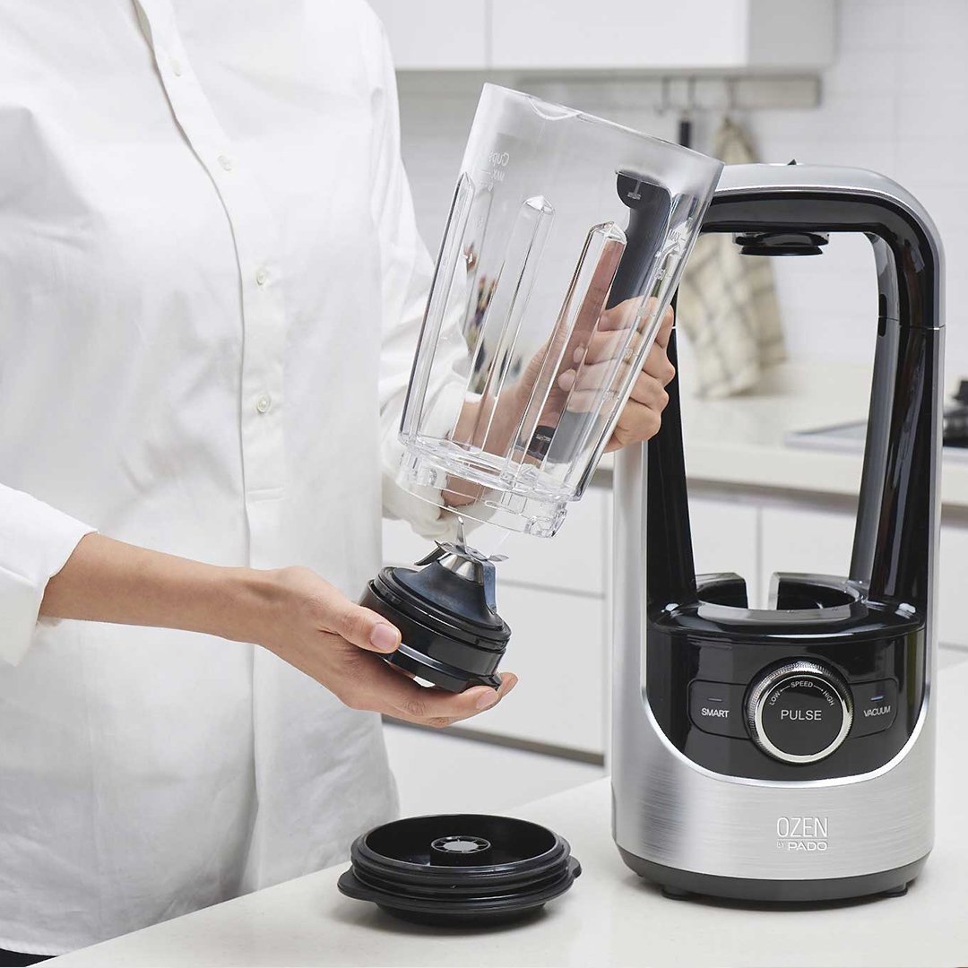 Premium Pado Ozen 500 Vacuum Blender – High-Performance Countertop Blender for Smoothies, Juices & Nutrient-Rich Blends | Prevents Separation | Includes Vacuum Storage Container (Silver) | Perfect for Healthy Breakfasts, Post-Workout Shakes & Meal Prep