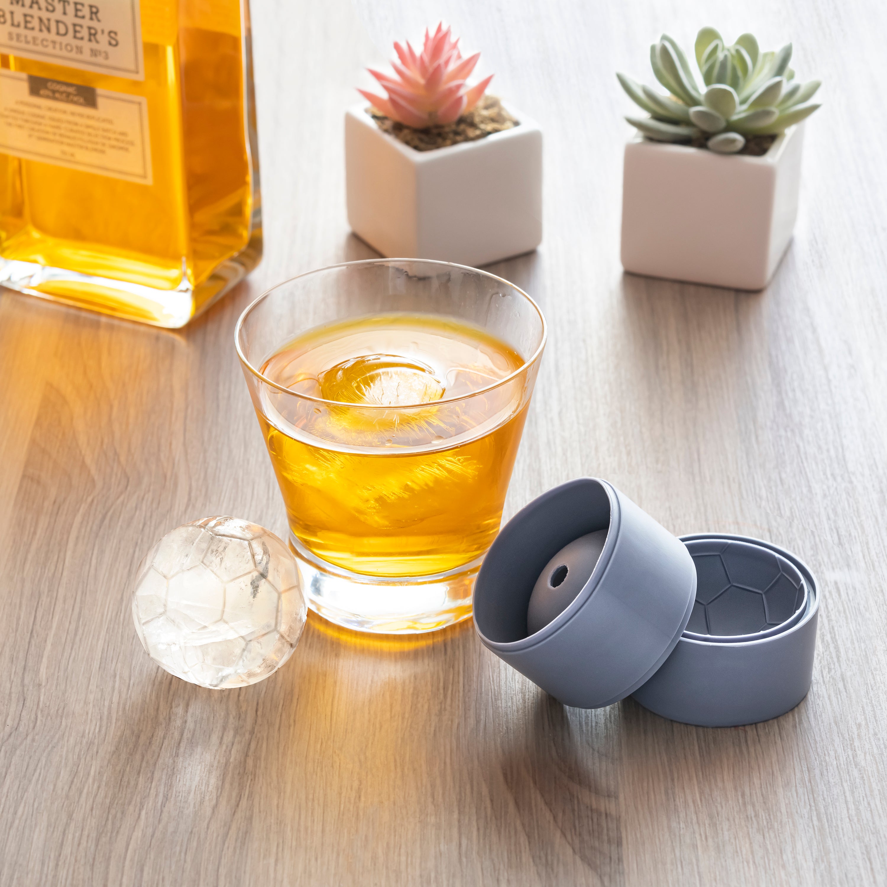 Premium Soccer Ball Ice Molds - Set of 2 Stainless Steel Ice Cube Trays for Whiskey, Cocktails & Drinks - Perfect for Parties, BBQs & Home Bars